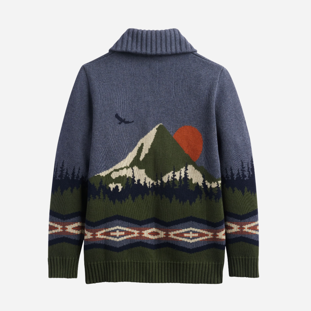 Men's Mountain Cotton Cardigan - Blue