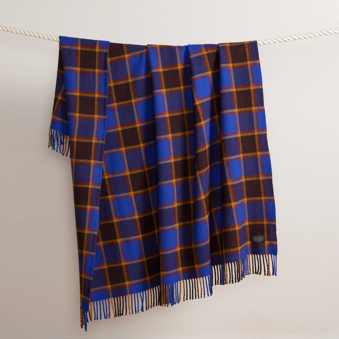 Eco-Wise Washable Throw - Maroon / Blue Check