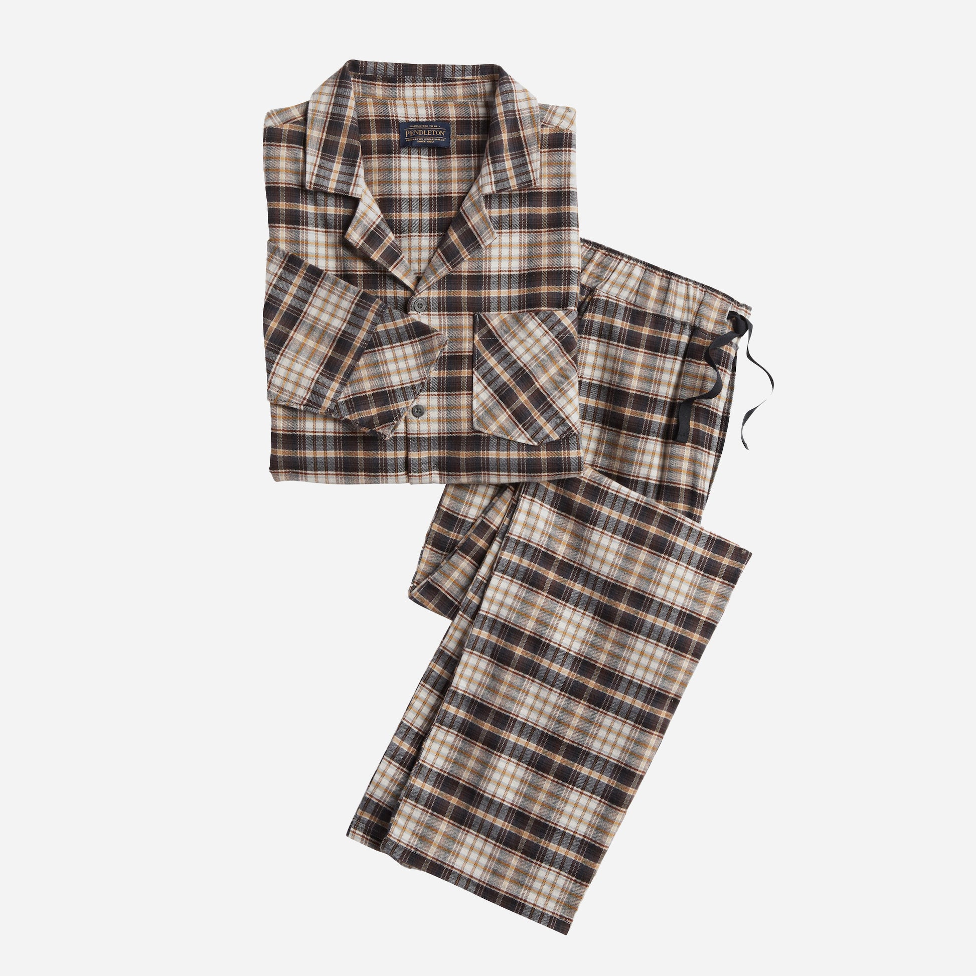 Pajama Set - Tan/Brown/Black Plaid