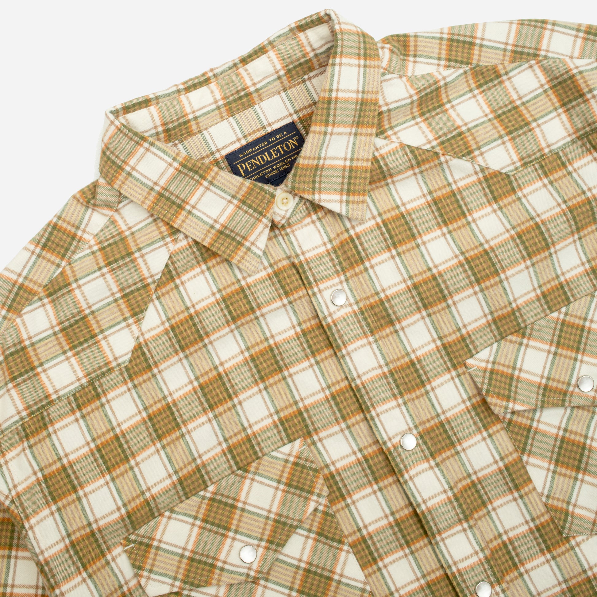 Western Checked Shirt - Khaki/Ivory