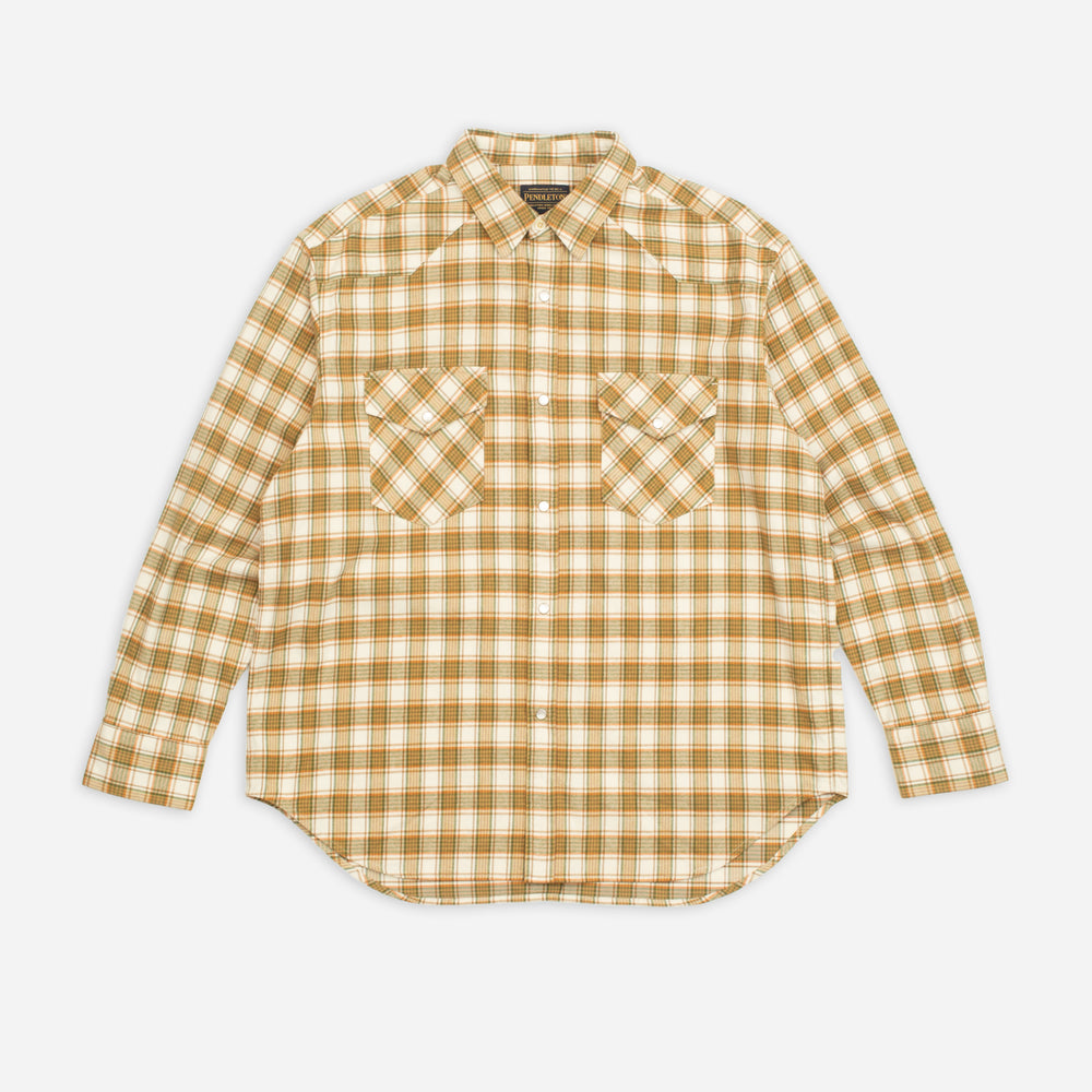Western Checked Shirt - Khaki/Ivory