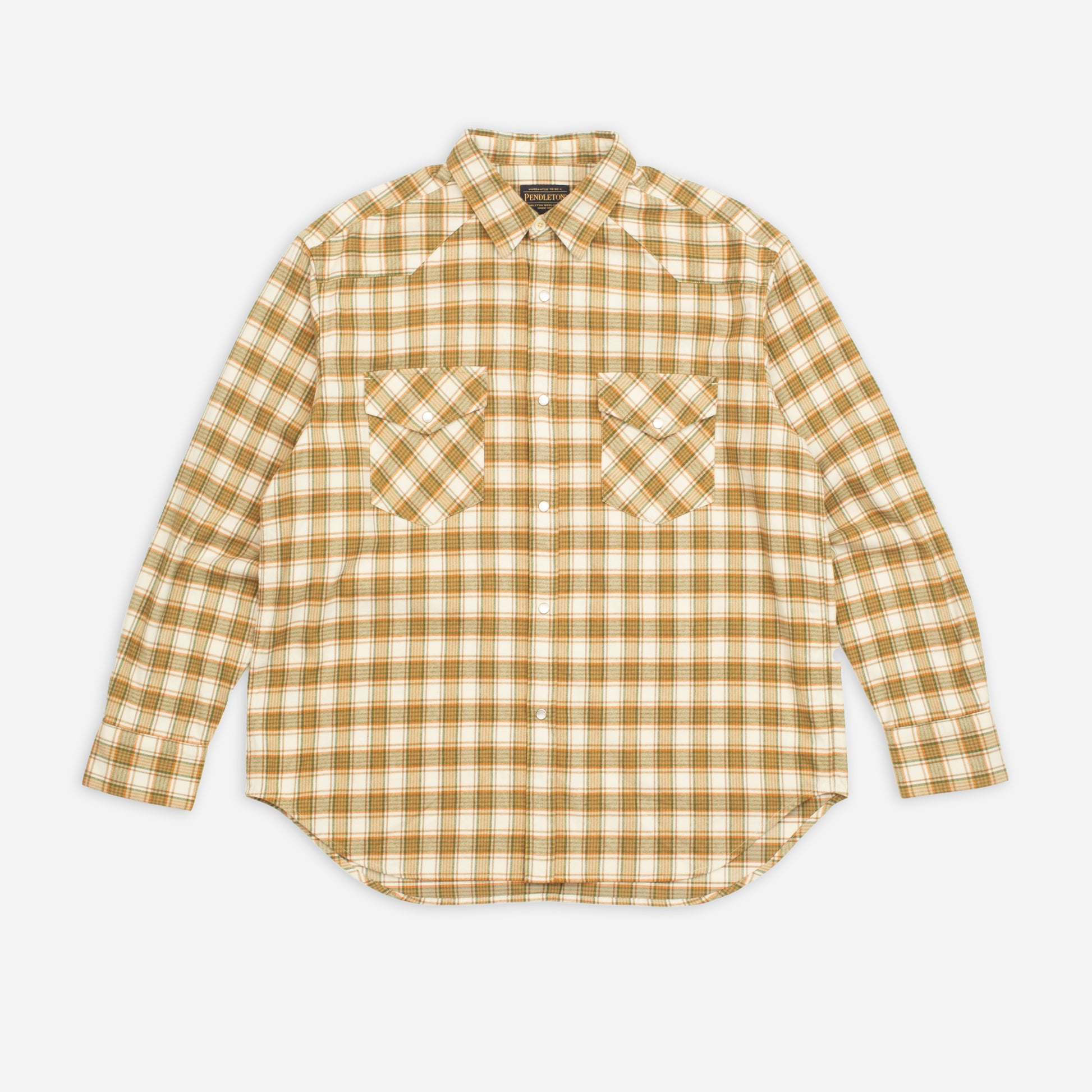 Western Checked Shirt - Khaki/Ivory