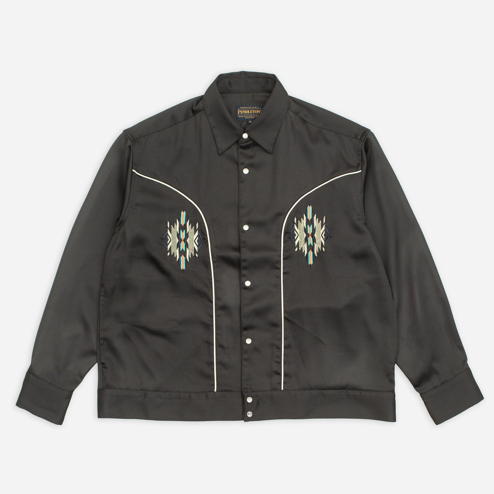 Western Satin Jacket - Black