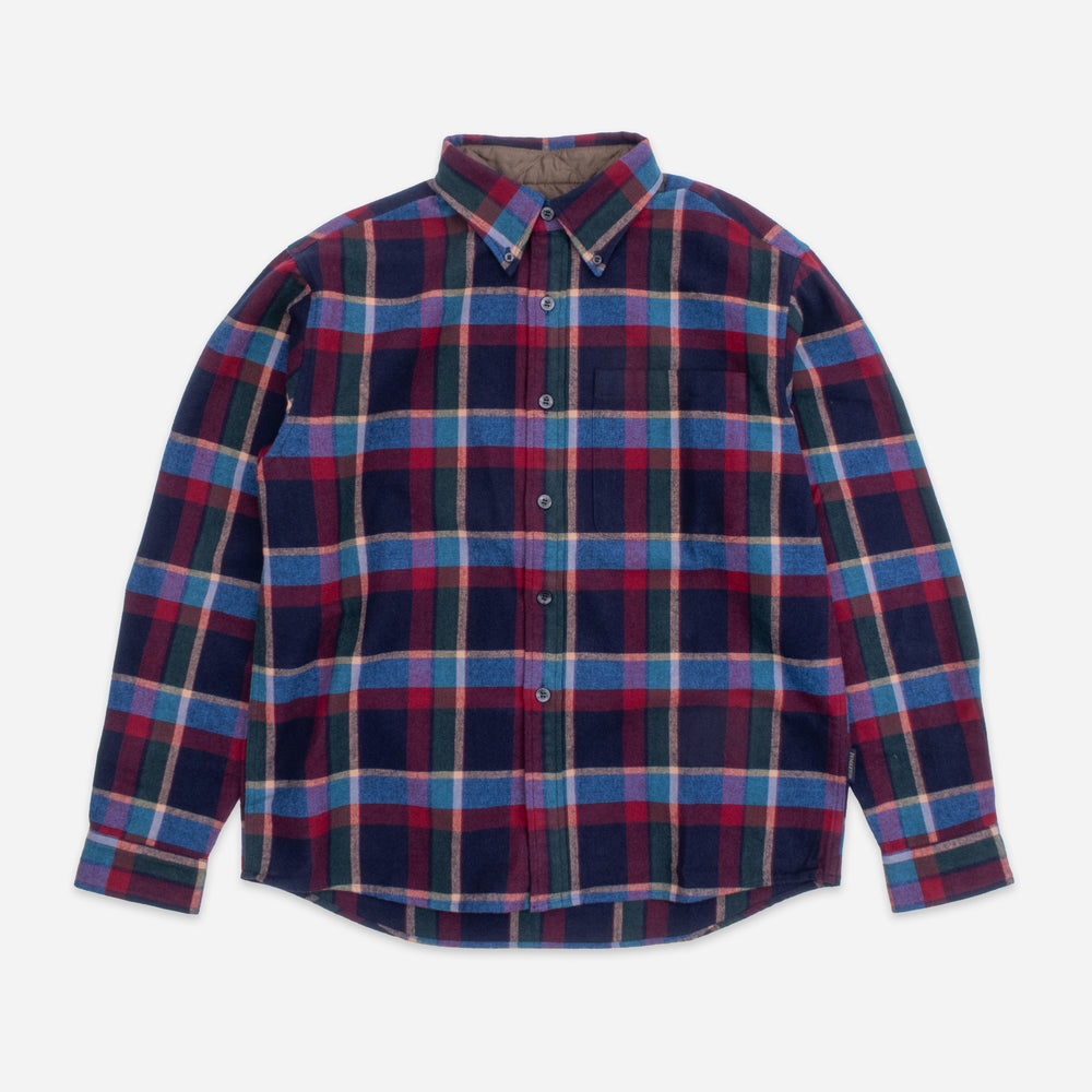 Lined Collar Shirt - Blue/Red Plaid