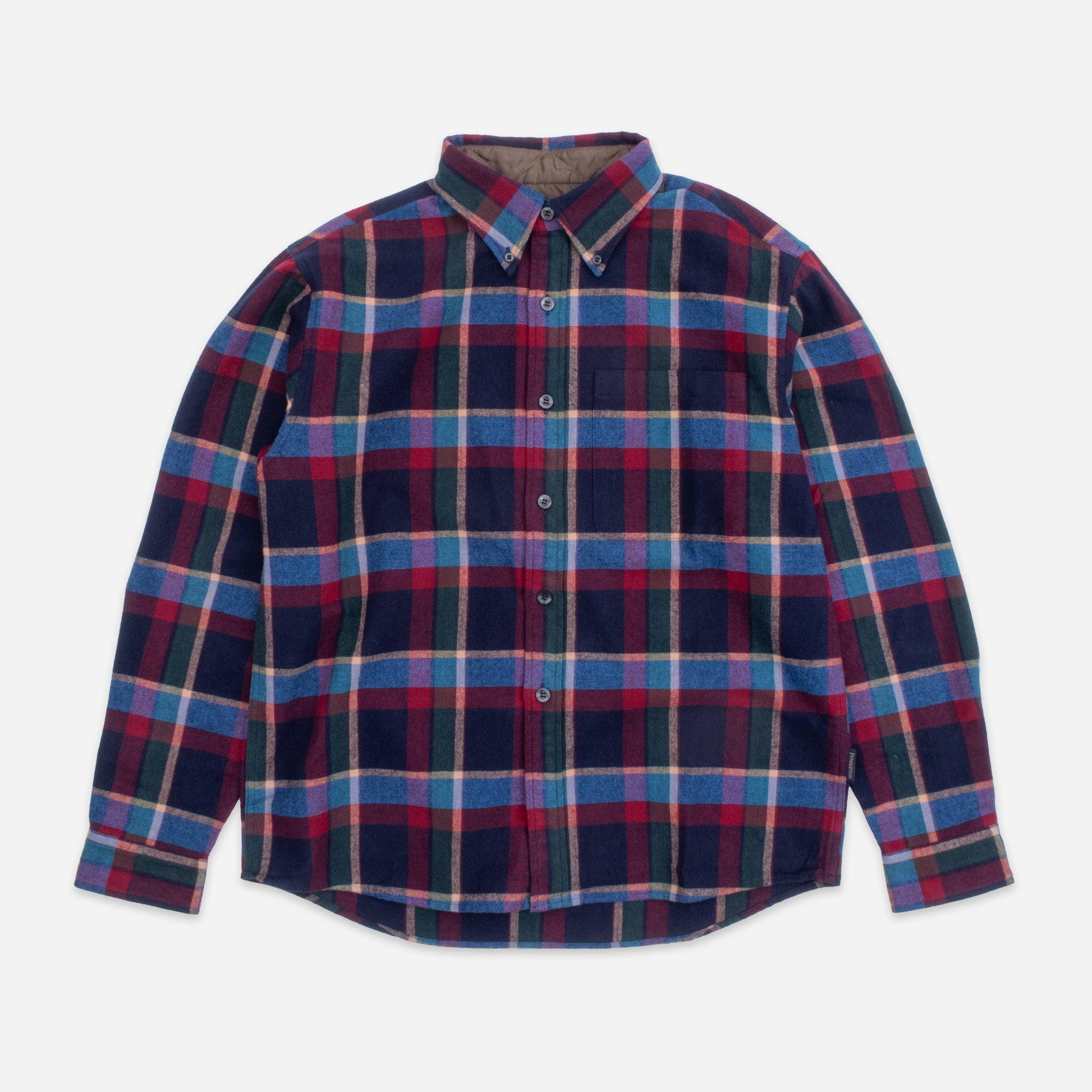 Lined Collar Shirt - Blue/Red Plaid