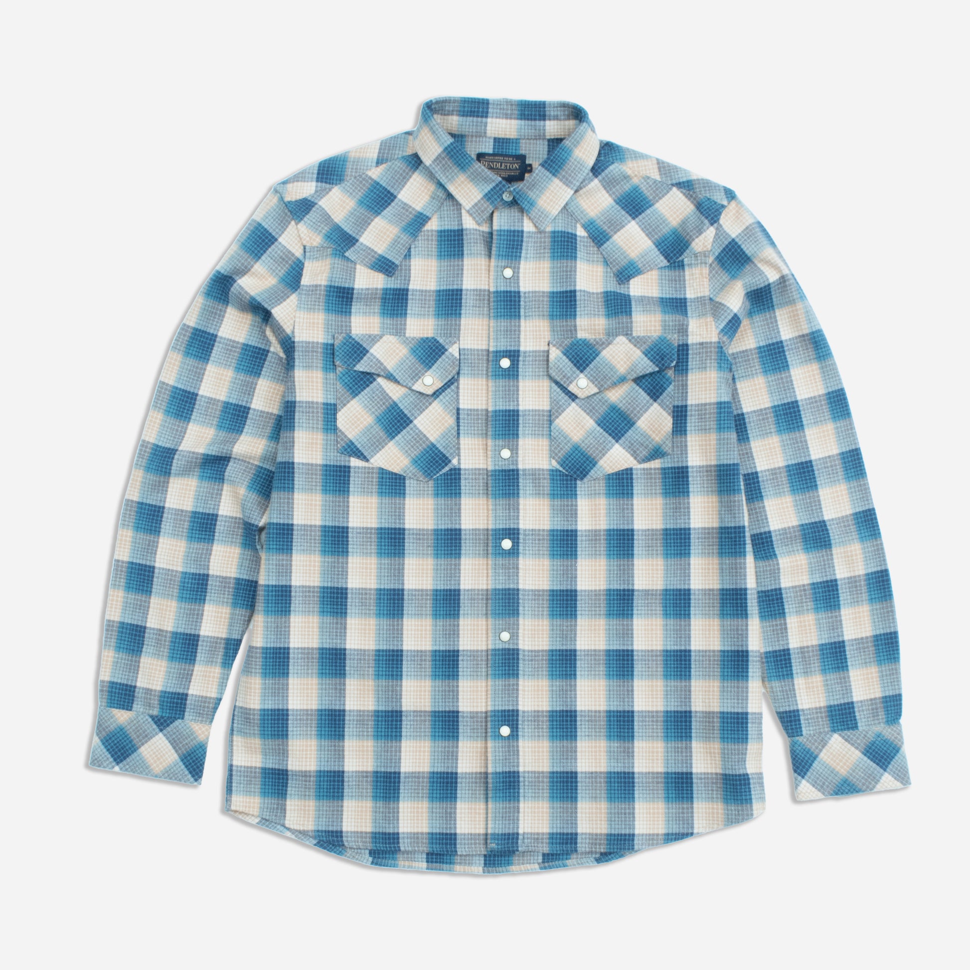 Wyatt Western Shirt - Tan/Blue Plaid