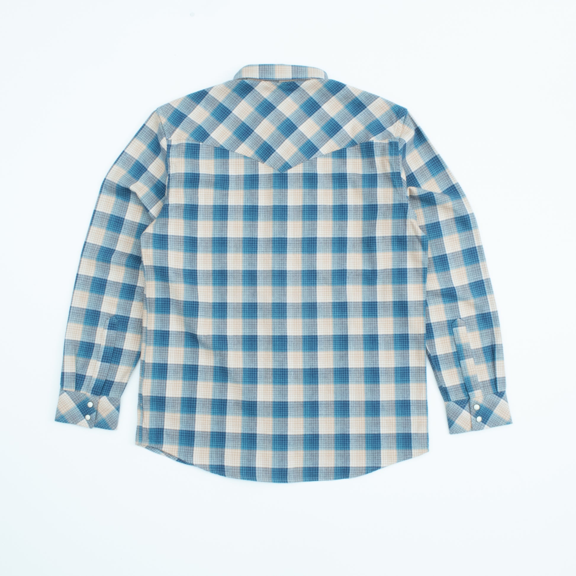 Wyatt Western Shirt - Tan/Blue Plaid