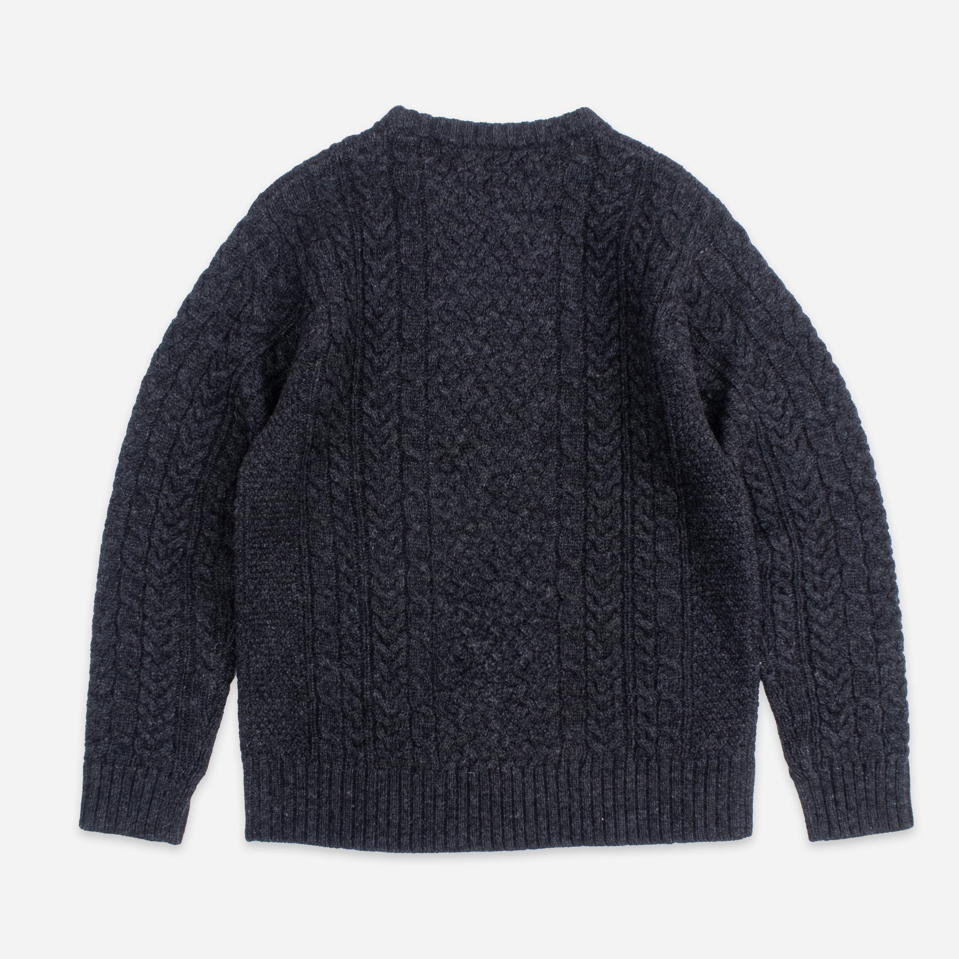 Shetland Wool Fisherman's Sweater - Black Heather