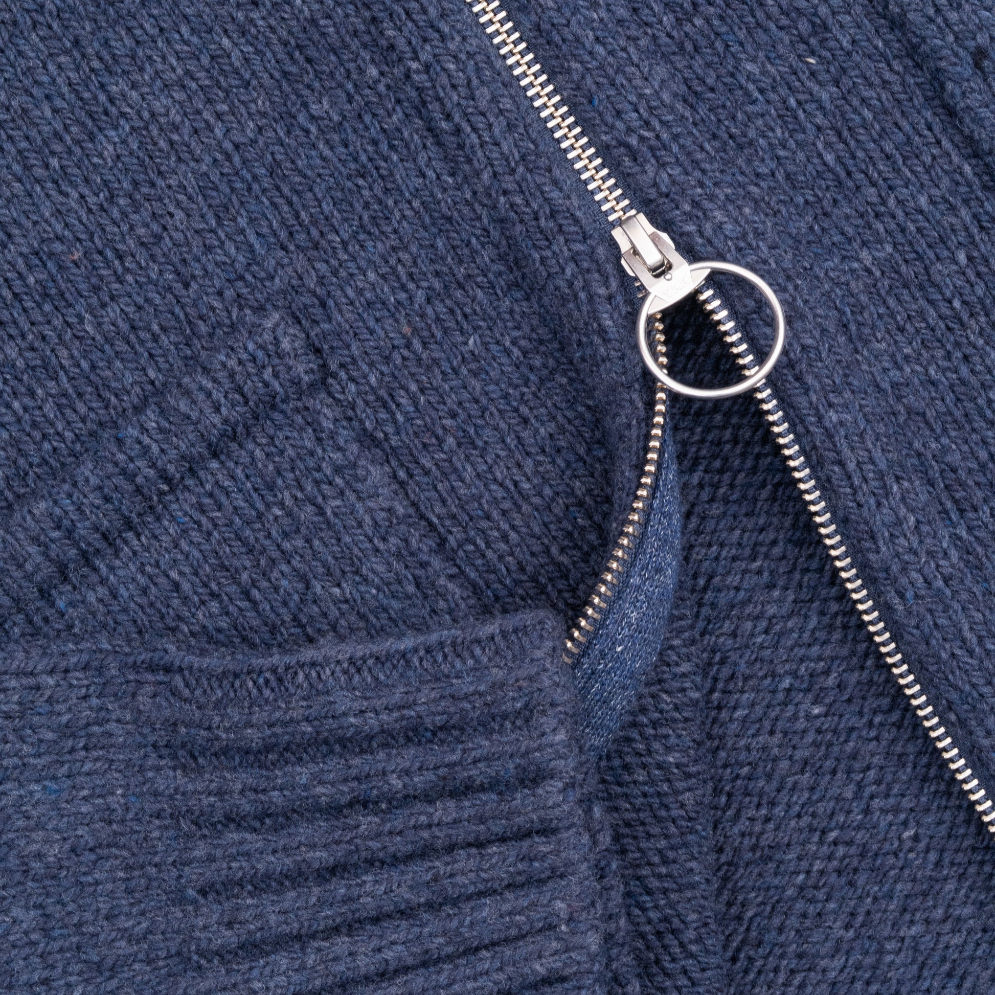 Lambswool D-Ring Zip Cardigan - Navy