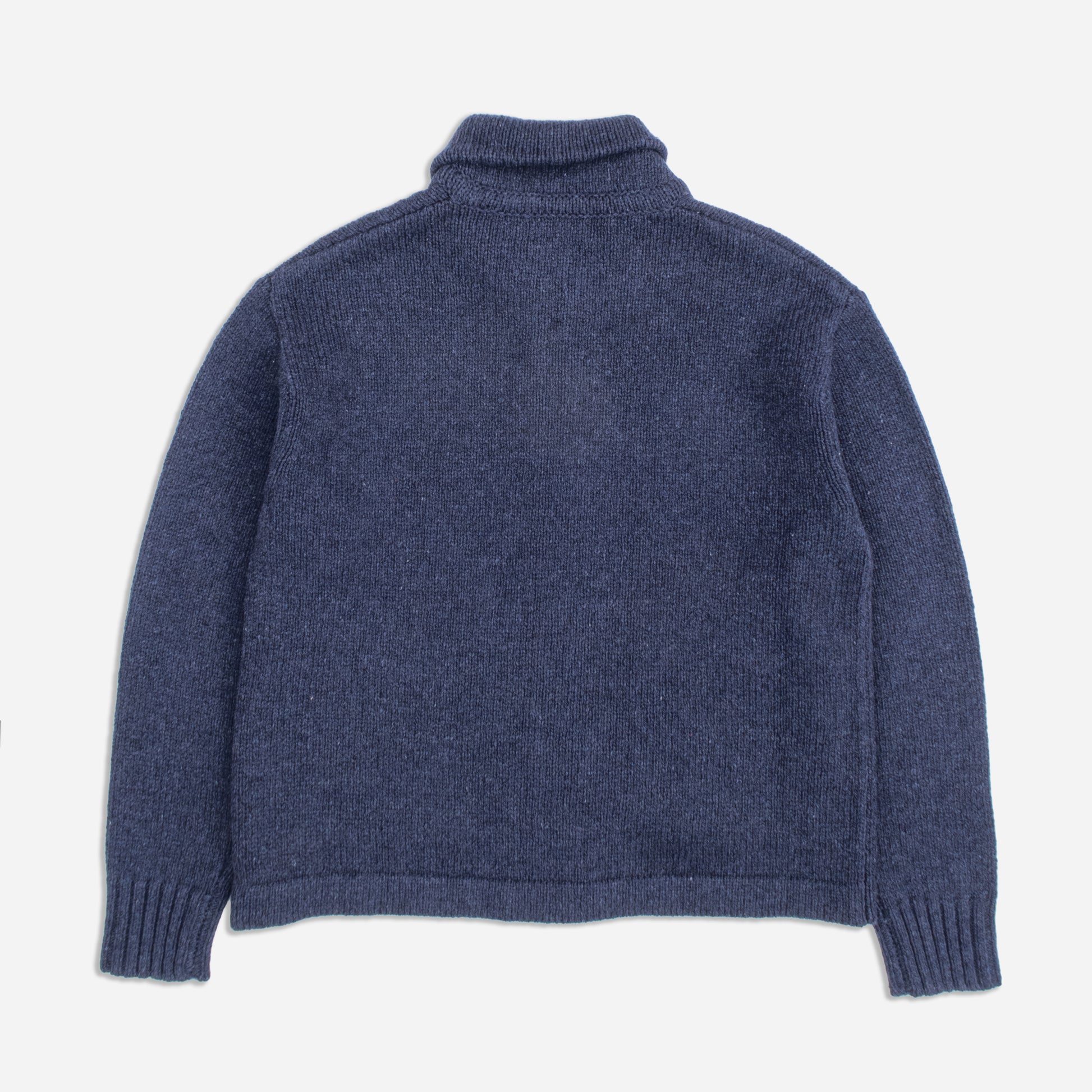 Lambswool D-Ring Zip Cardigan - Navy