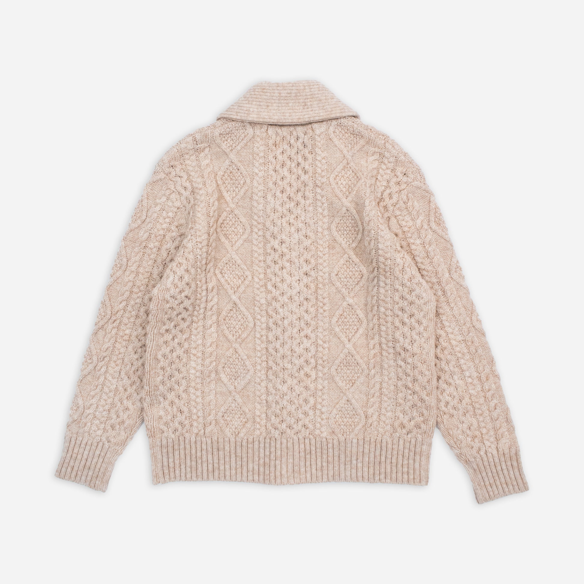 Womens Fisherman Cable Cardigan - Driftwood