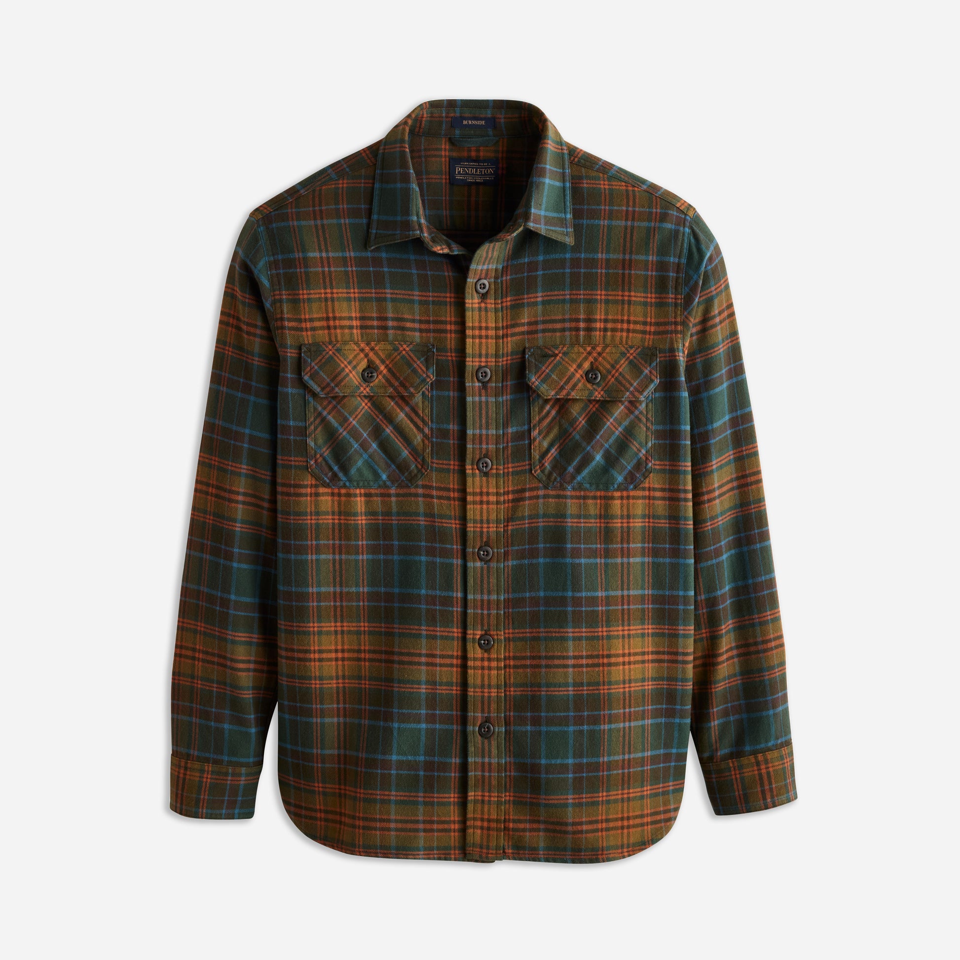 Burnside Shirt - Olive/Blue/Rust Plaid