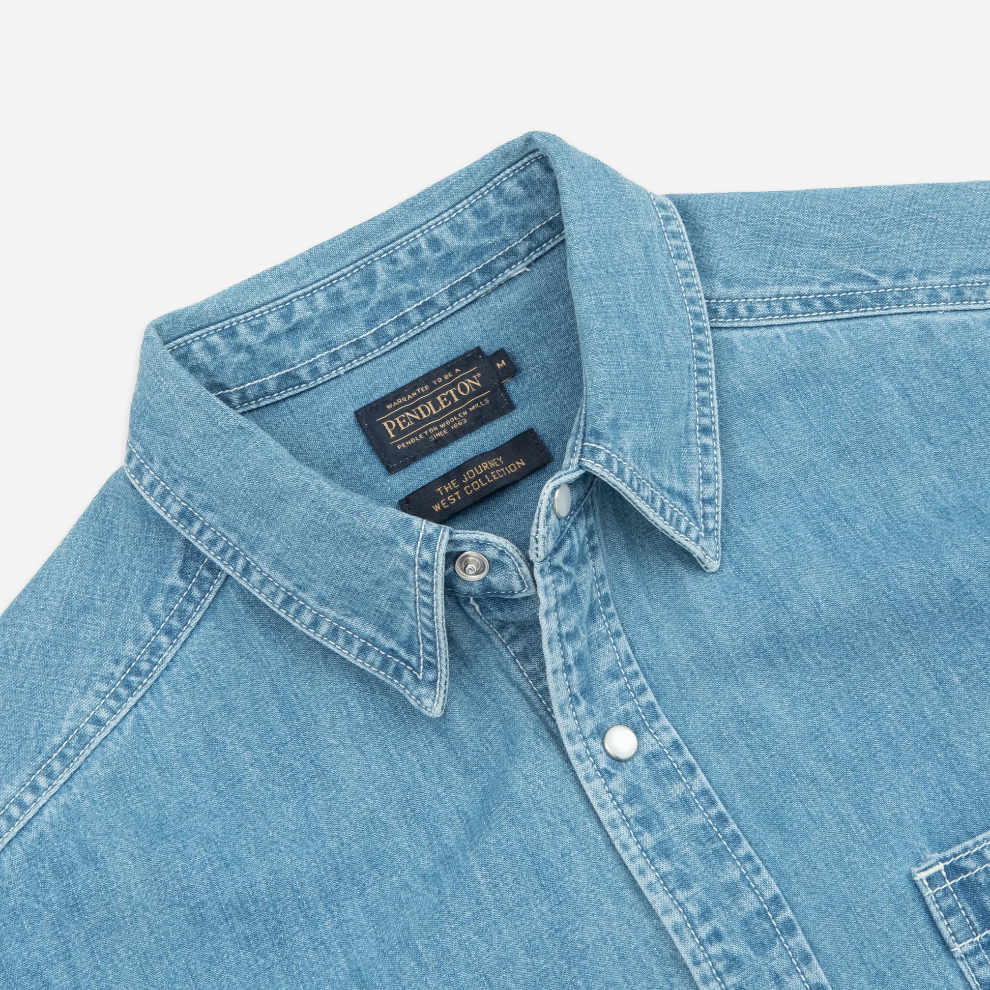 Western Denim Work Shirt - Stone Wash Blue