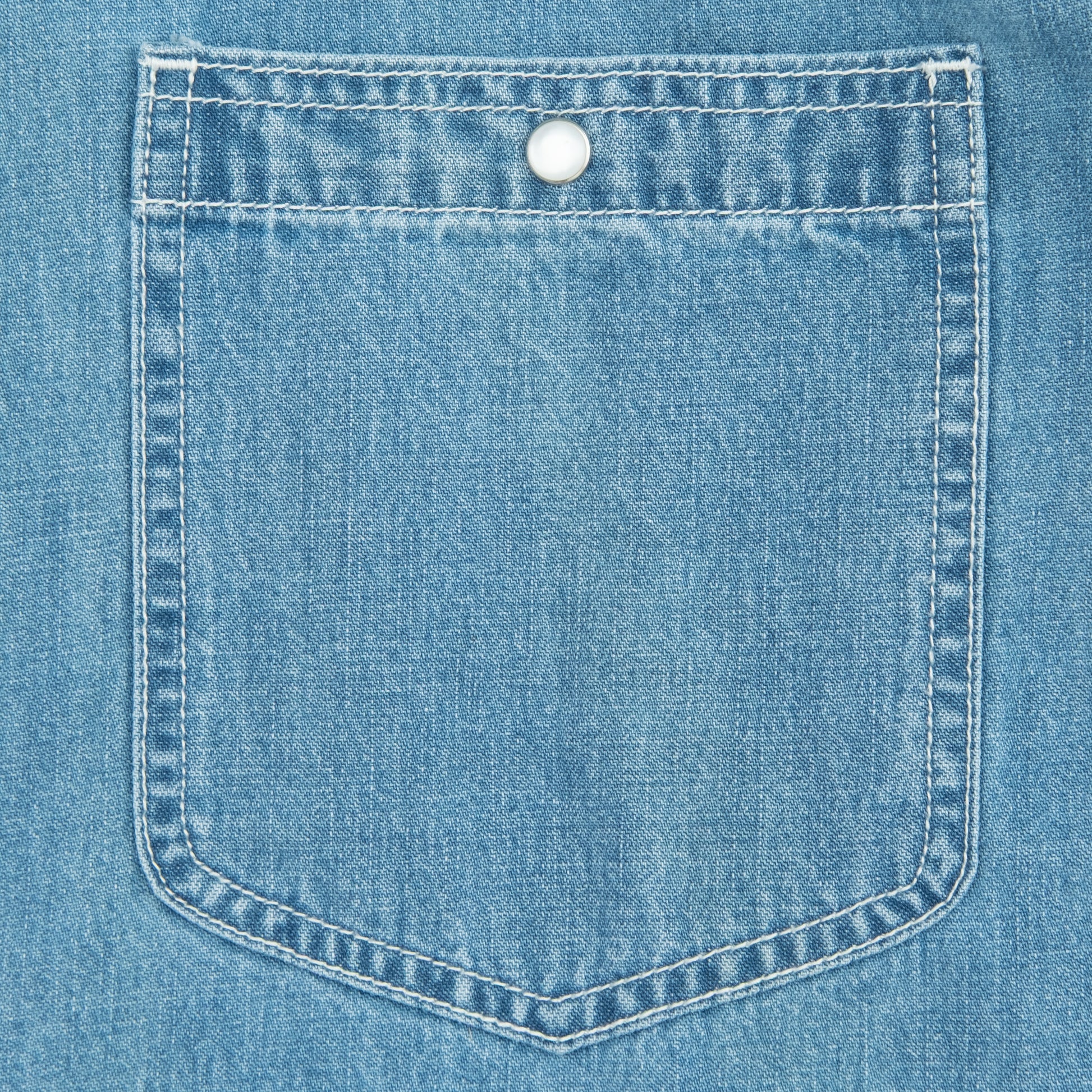 Western Denim Work Shirt - Stone Wash Blue