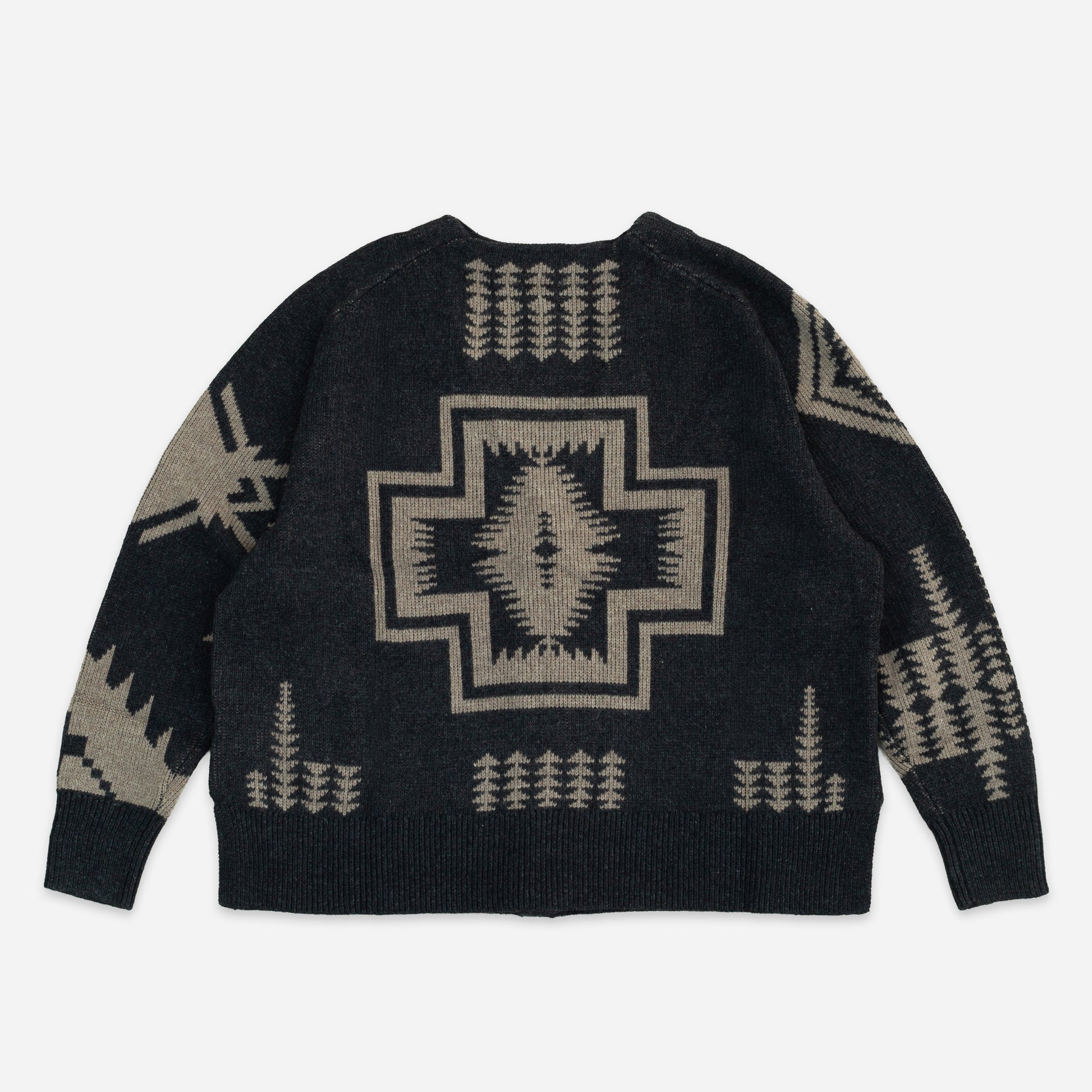 Oversized Graphic Cardigan - Black / Taupe