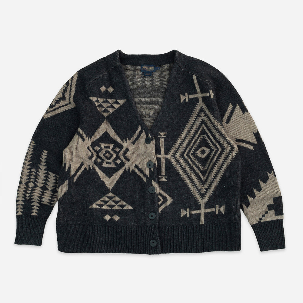 Oversized Graphic Cardigan - Black / Taupe