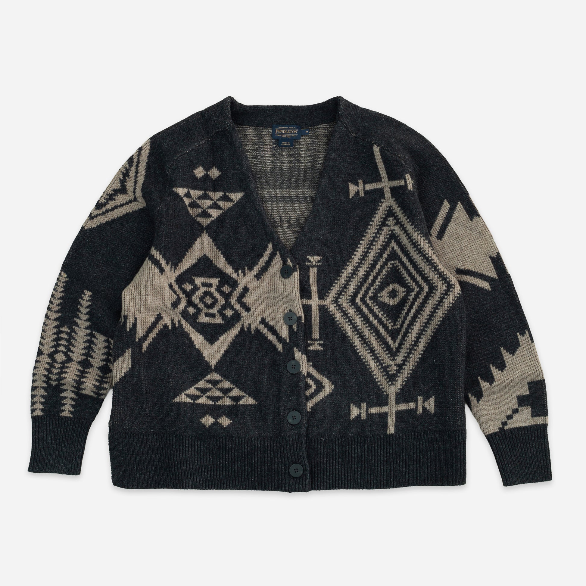 Oversized Graphic Cardigan - Black / Taupe