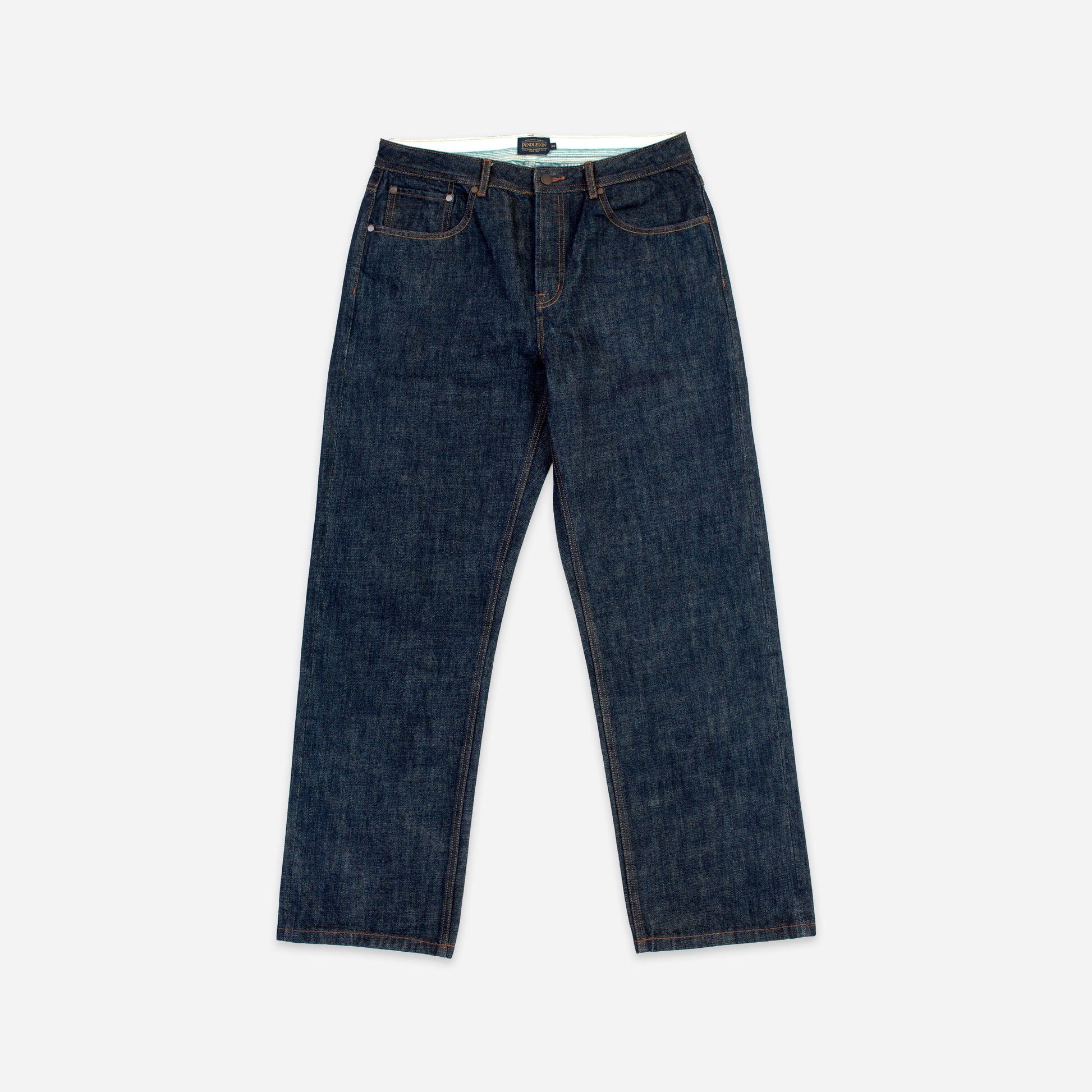 Selvedge Needlework Straight Denim Jeans - Indigo One Wash