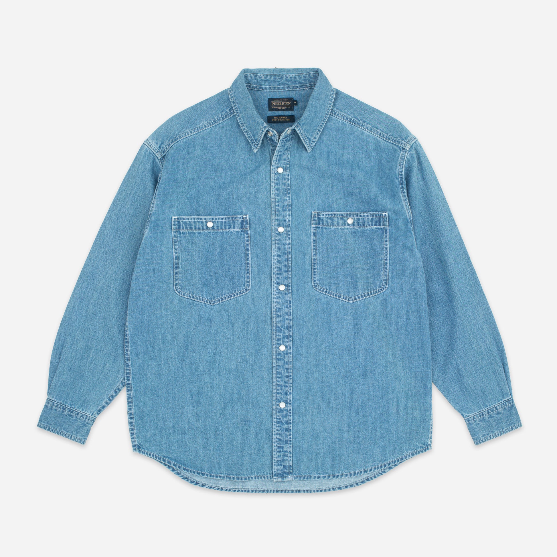 Western Denim Work Shirt - Stone Wash Blue