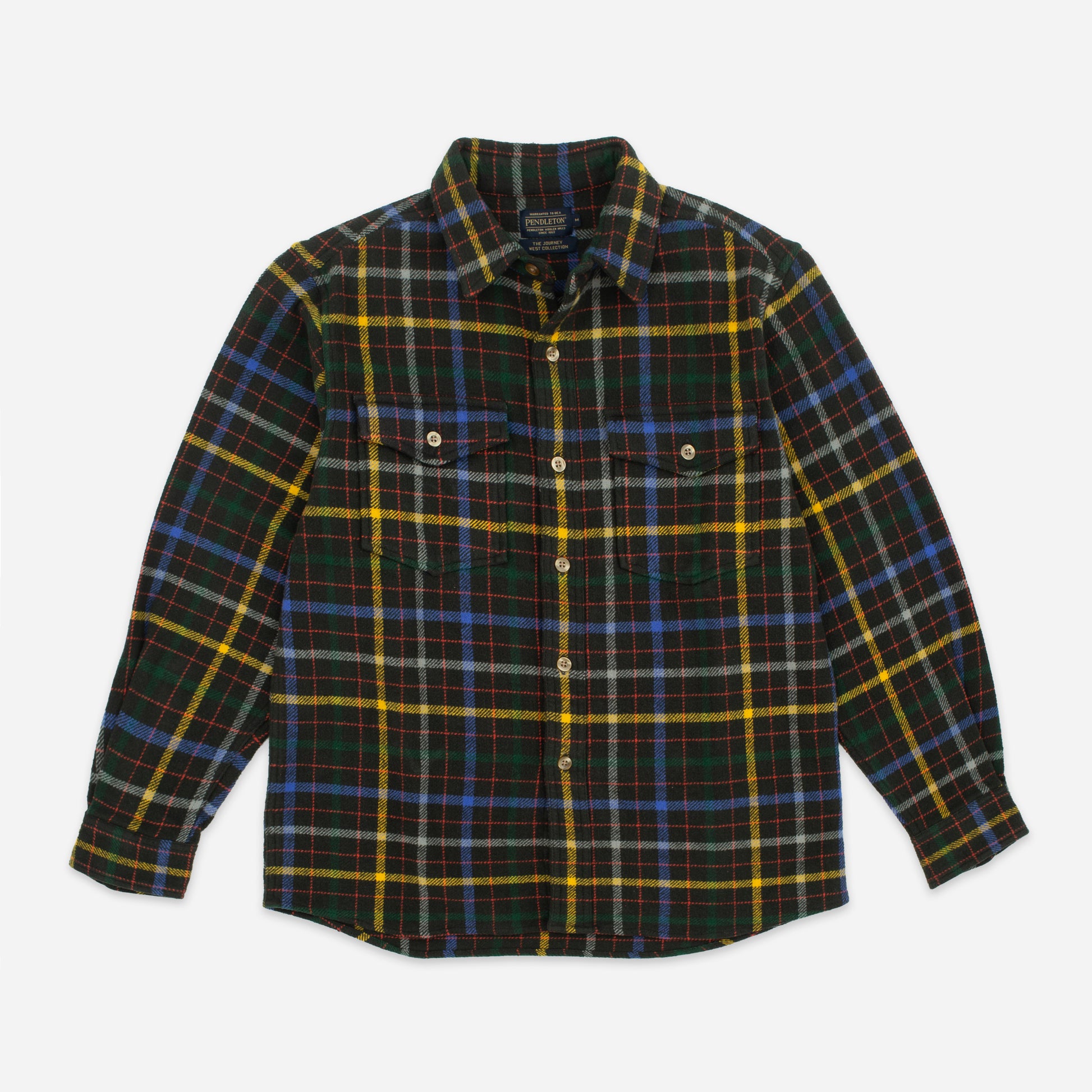 Big Pocket Check Overshirt - Peat Green/Blue-Yellow