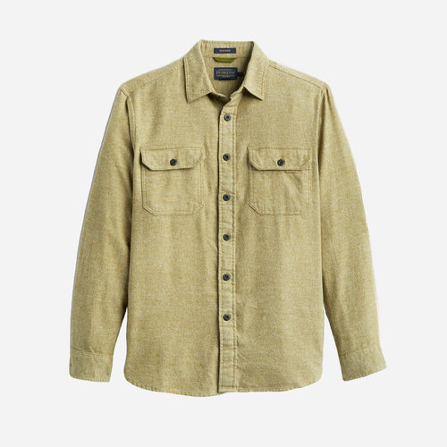 Burnside Flannel Shirt - Tan/Green Heather