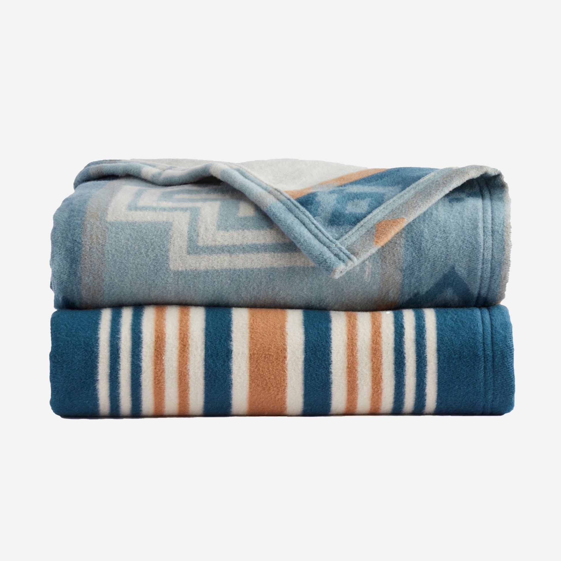 Organic Cotton Throw Gift Set Of 2 - San Marino + Stripe, Shale