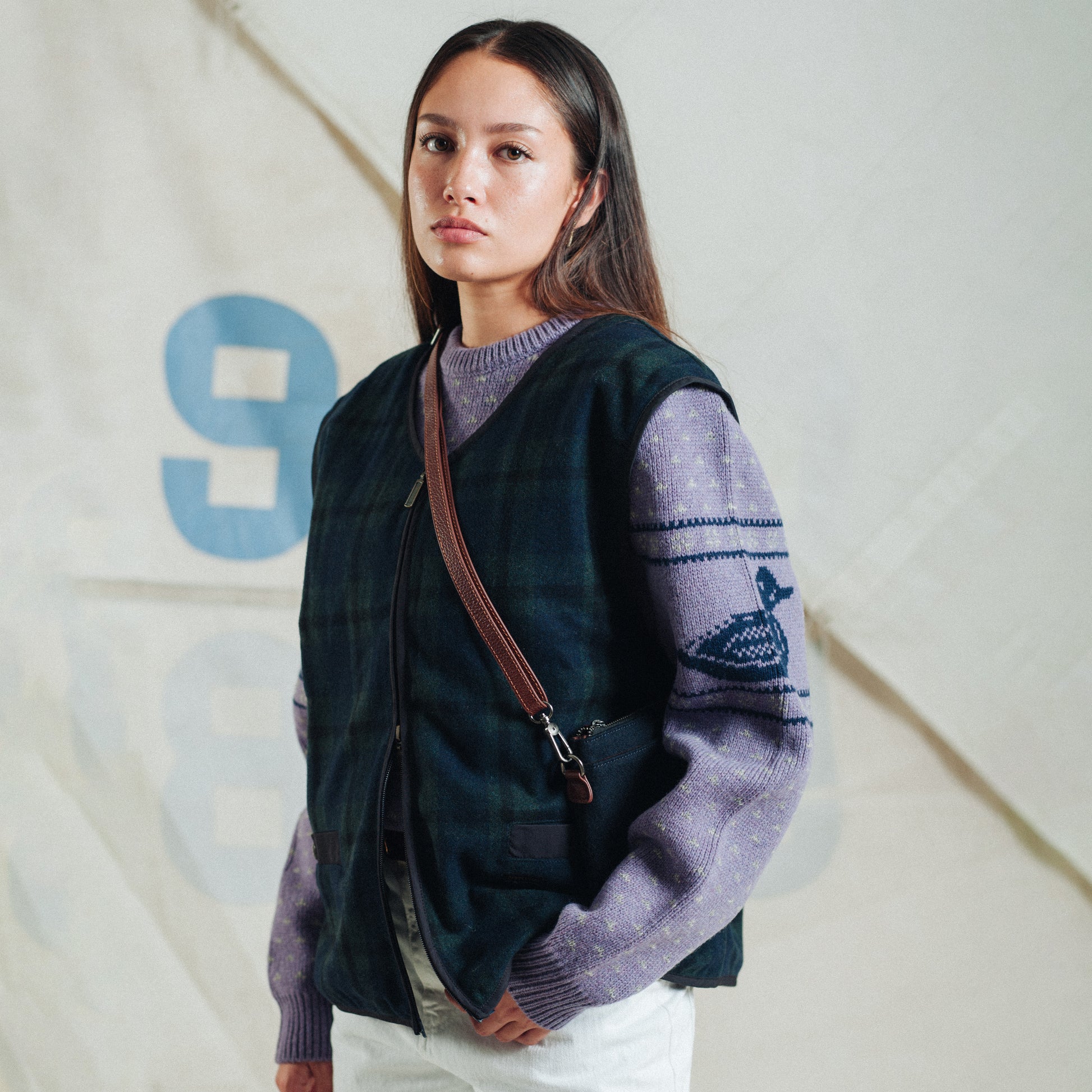 Wool Sling Bag - Navy