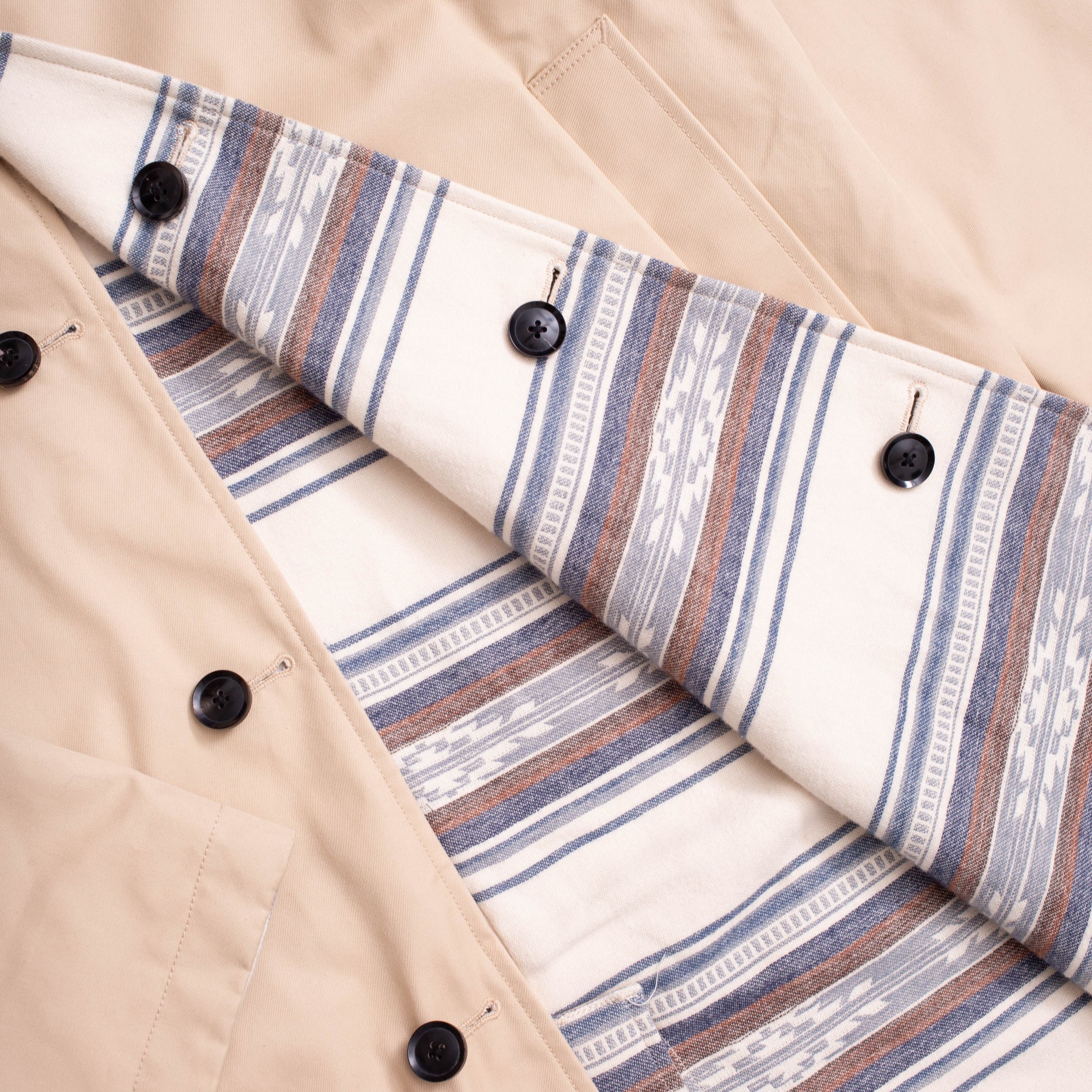 Reversible Balmacaan Trench Coat - Saltillo Stripe