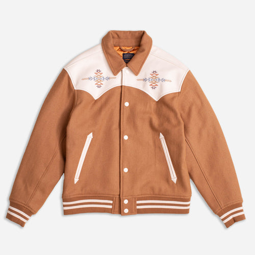 Western Blouson Varsity Jacket - Brown Sugar