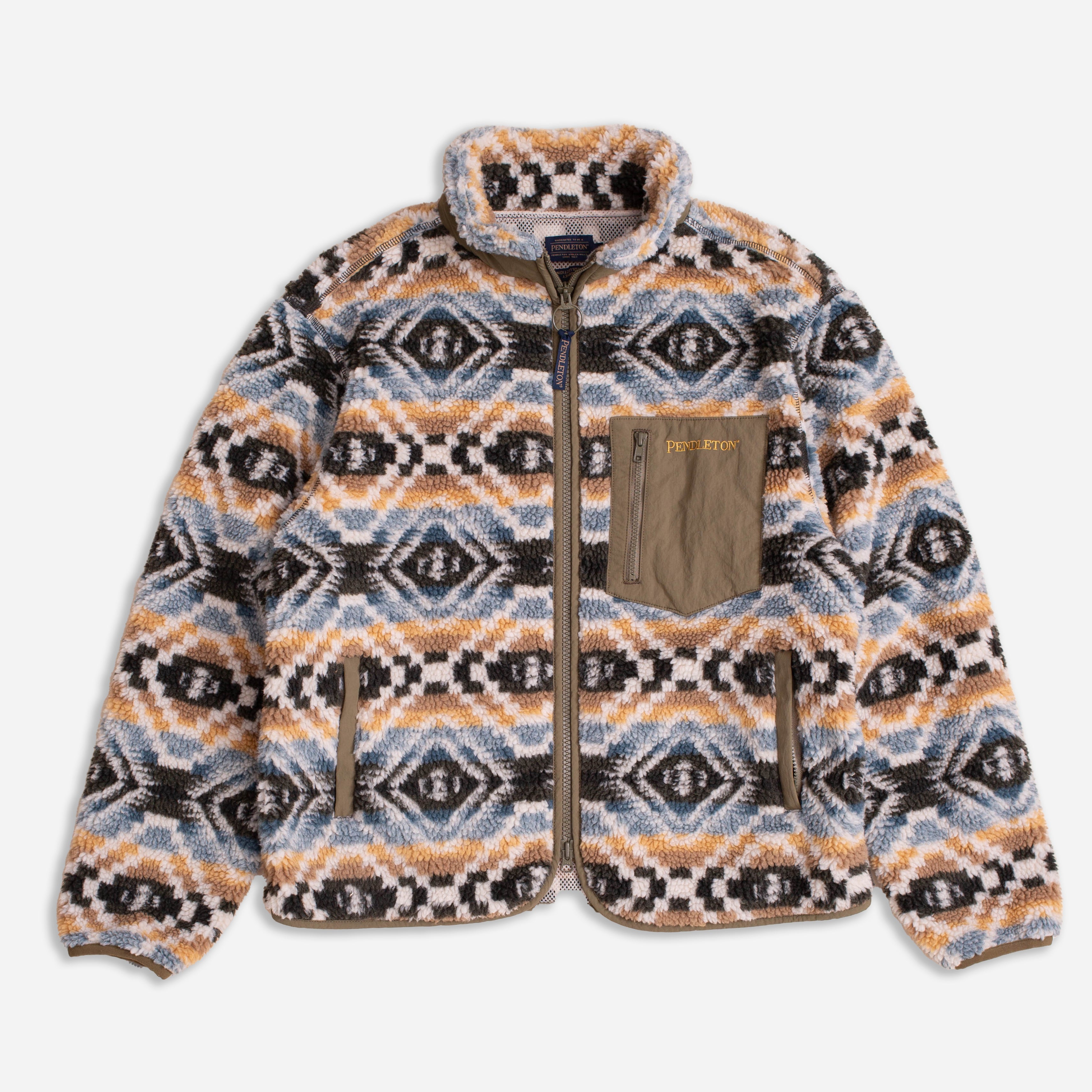 Pendleton Women's Pike Fleece Jacket L Snap Front newest Orange Mango Los Lunas Tribal