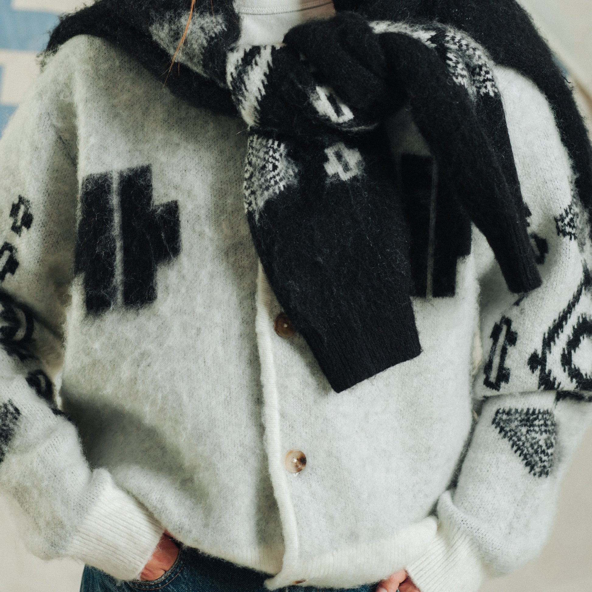 Women's Mohair Cardigan - Los Ojos White