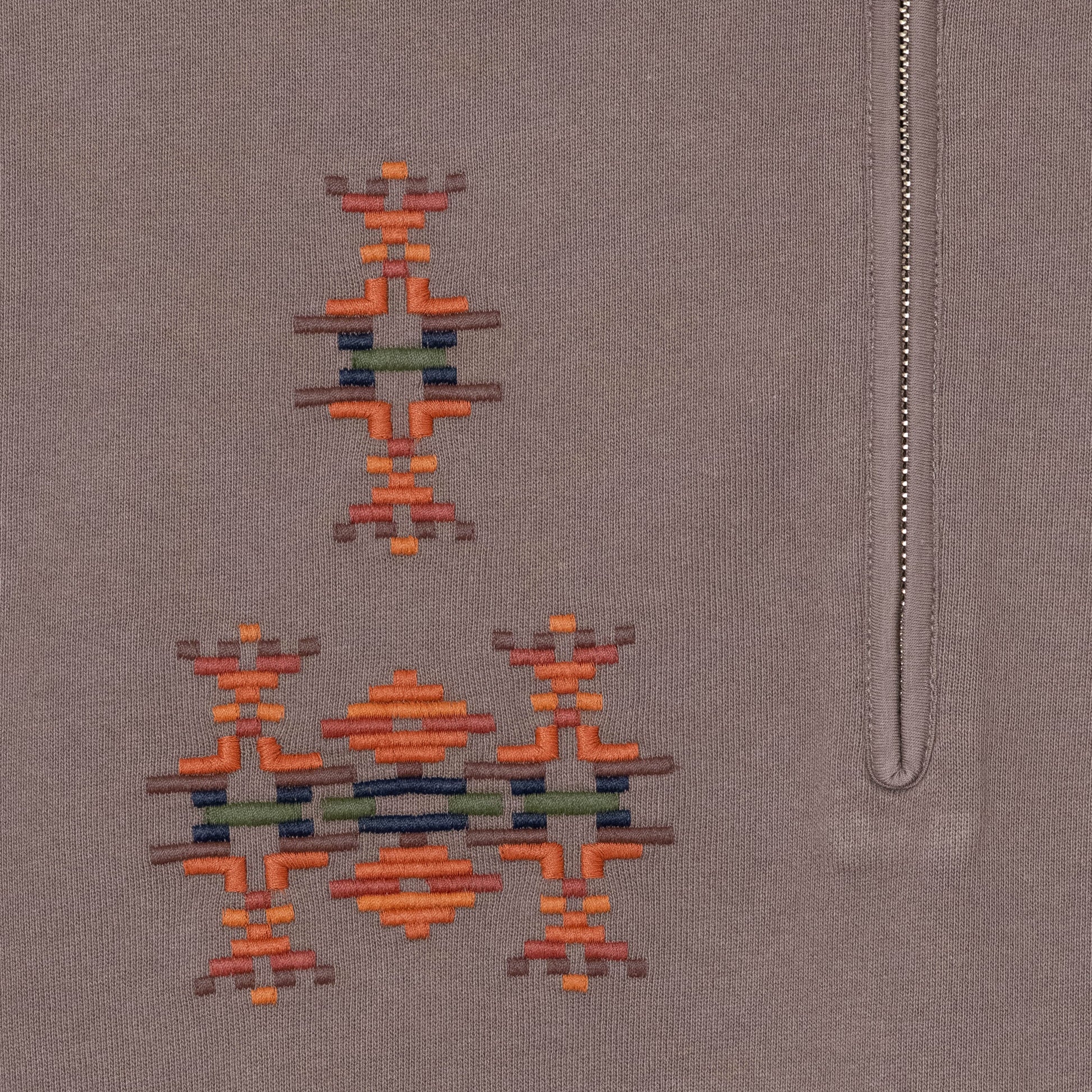 Pigment Dye Half Zip Sweatshirt - Mocha