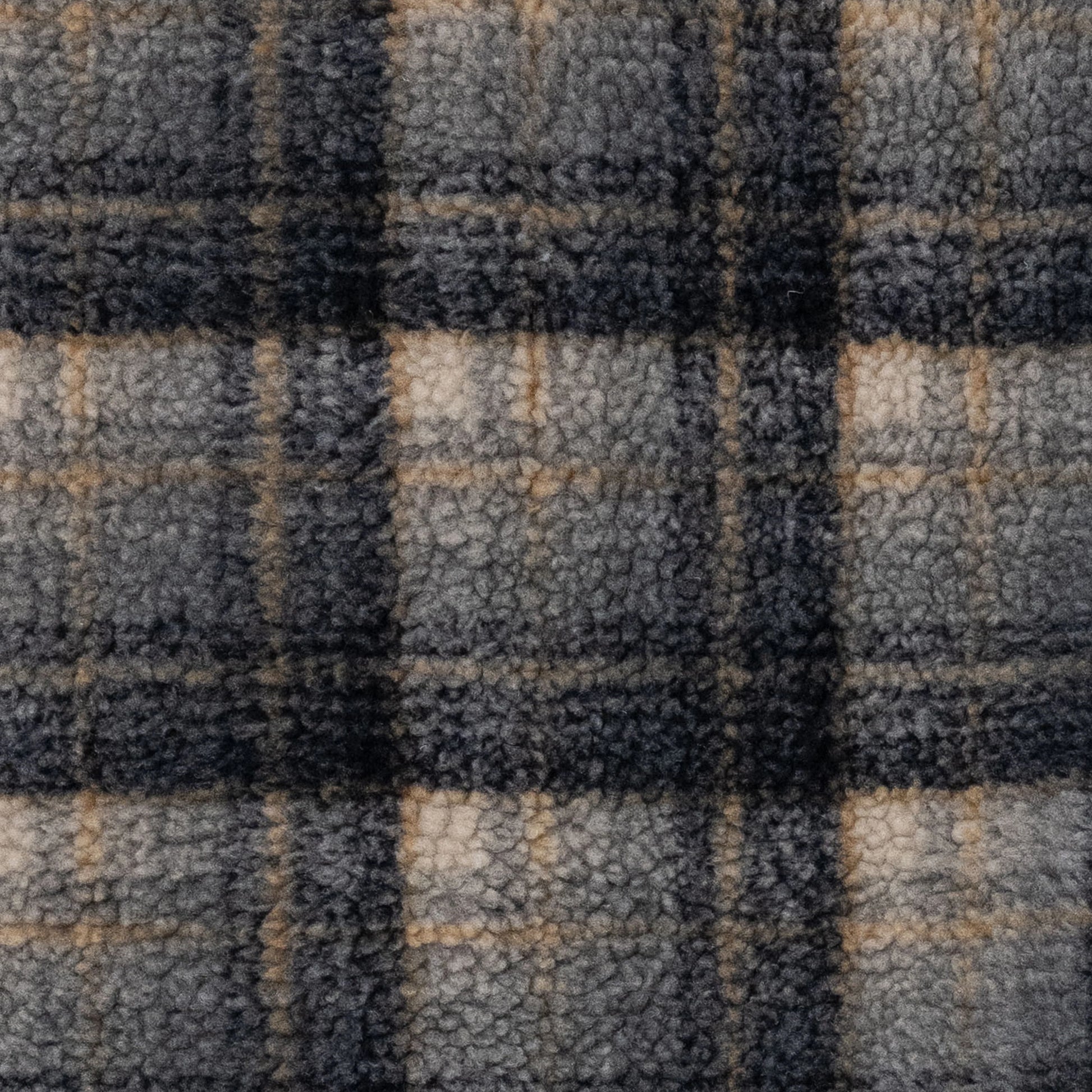 Sherpa Boa Fleece Vest - Plaid/Off White/Mustard