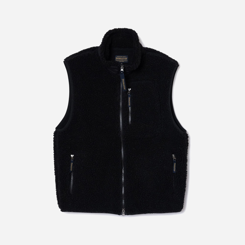 Sherpa Boa Fleece Vest - Black