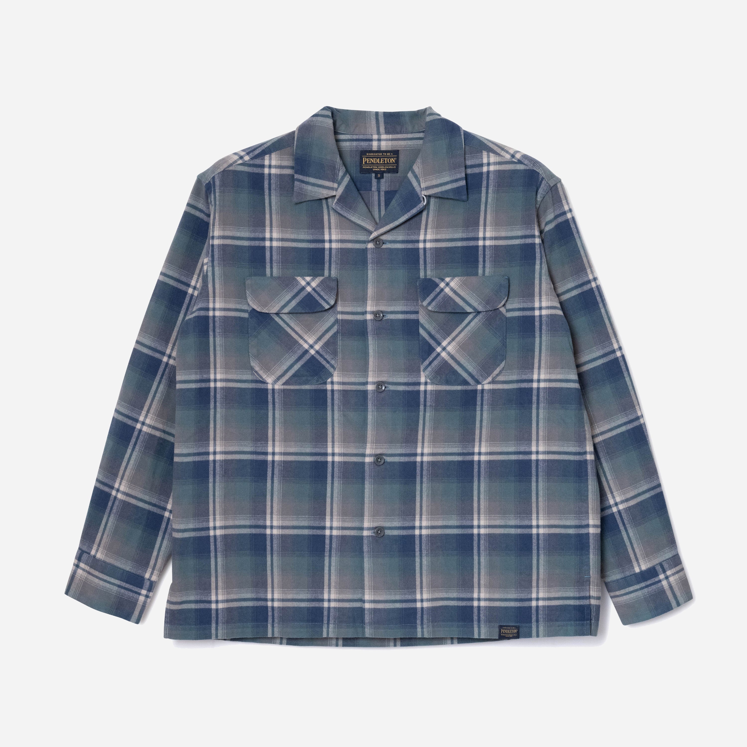 Open Collar Plaid Shirt - Dusty Blue - Pendleton EU