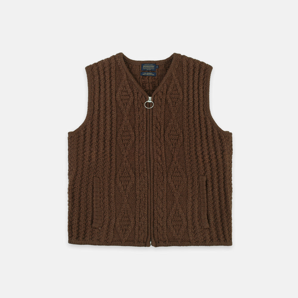 Hoop Zip Vest - Brown