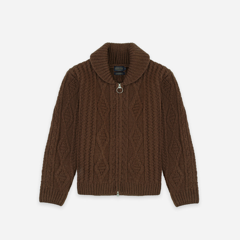 Hoop Zip Cardigan - Brown