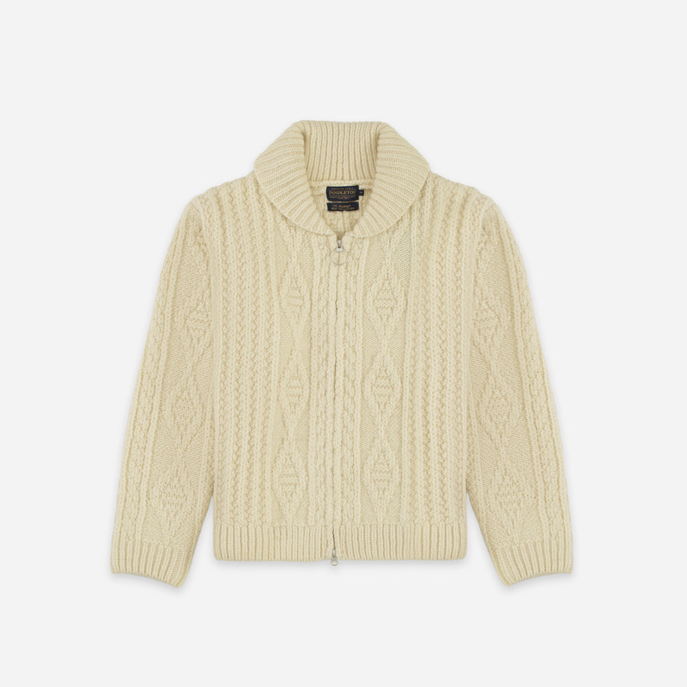 Hoop Zip Cardigan - Cream