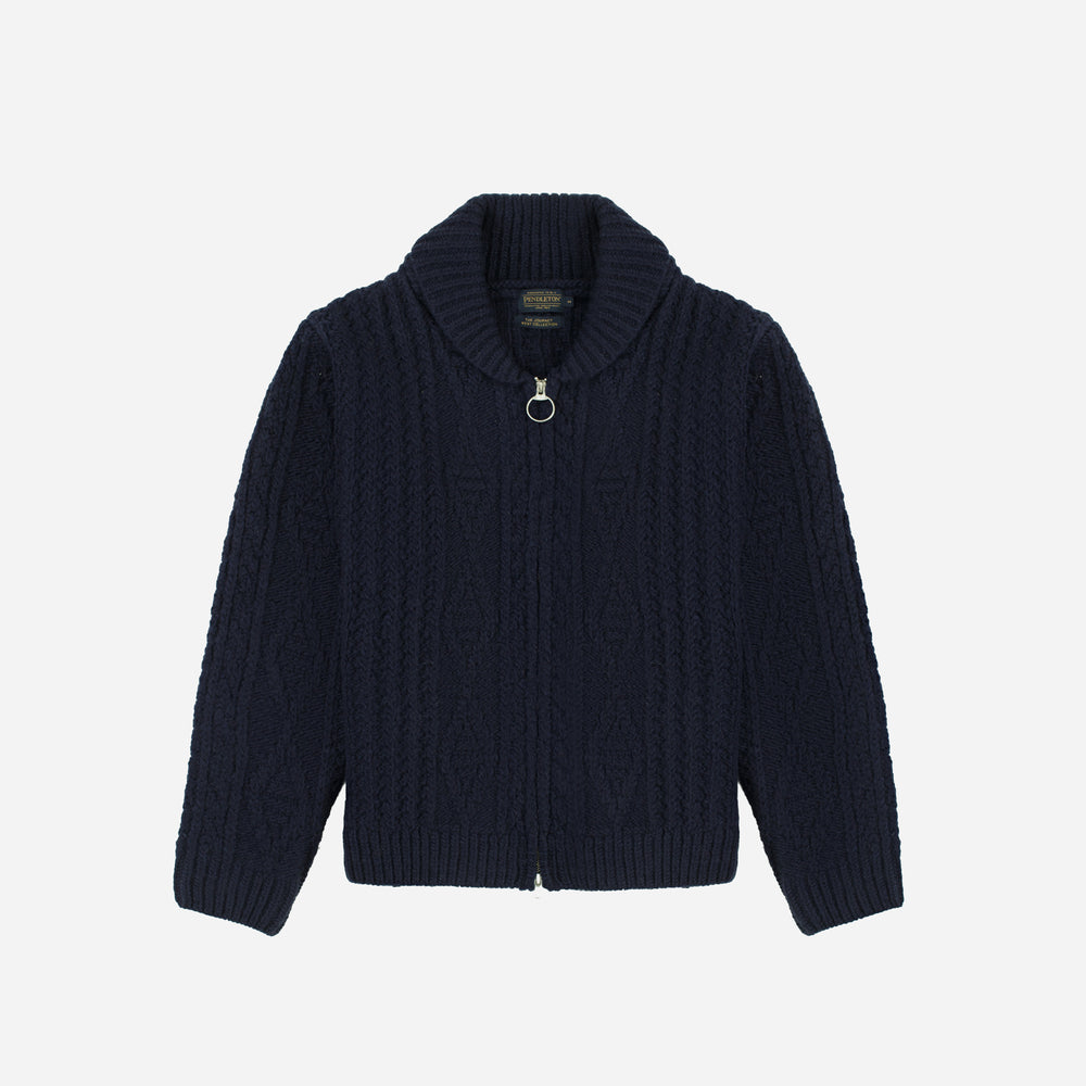 Hoop Zip Cardigan - Navy