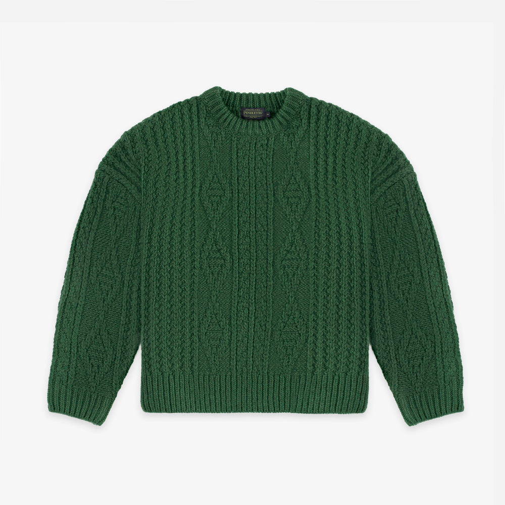 Cable Knit Sweater - Pine Green