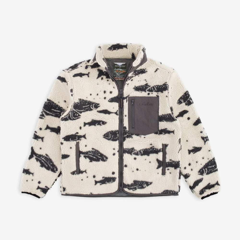 Jacquard Sherpa Fleece - Salmon Falls White