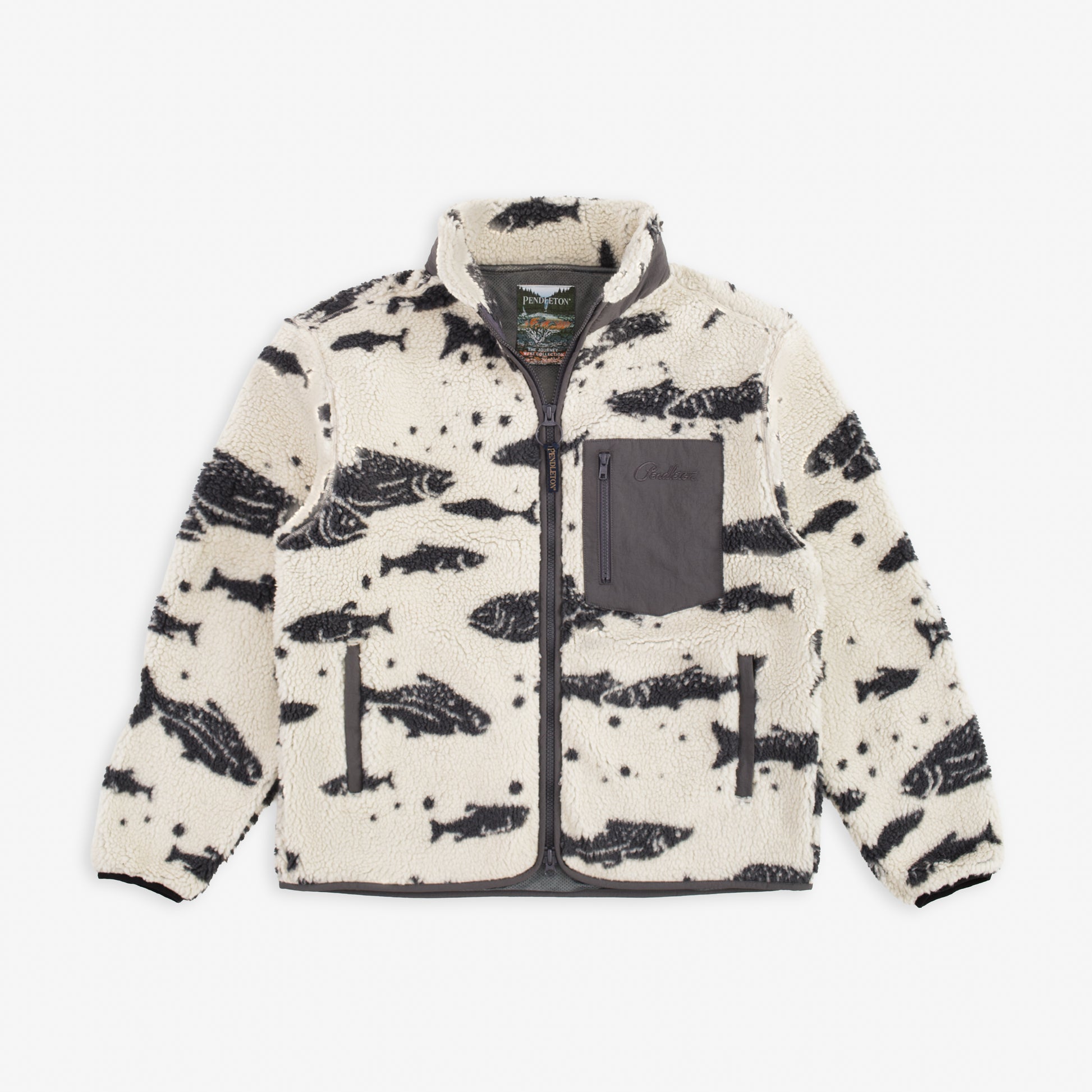 Jacquard Sherpa Fleece - Salmon Falls White