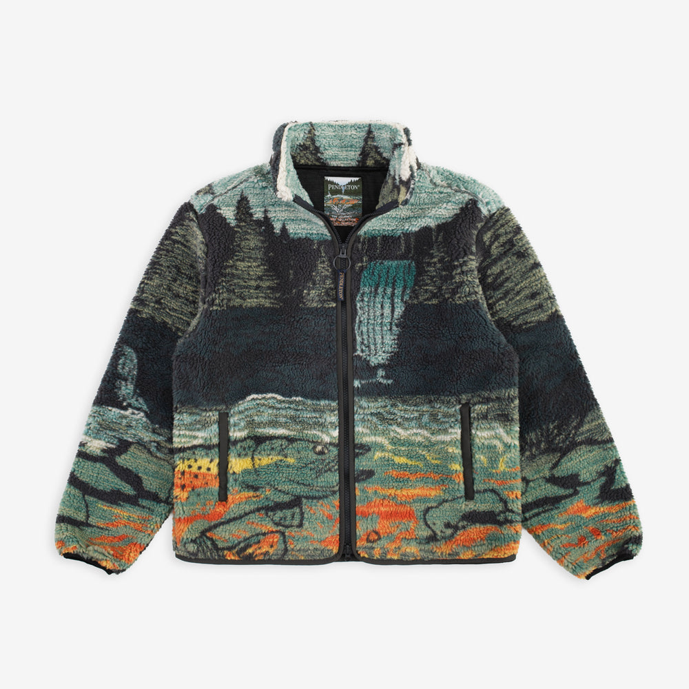 Jacquard Sherpa Fleece - Salmon Falls Scenic