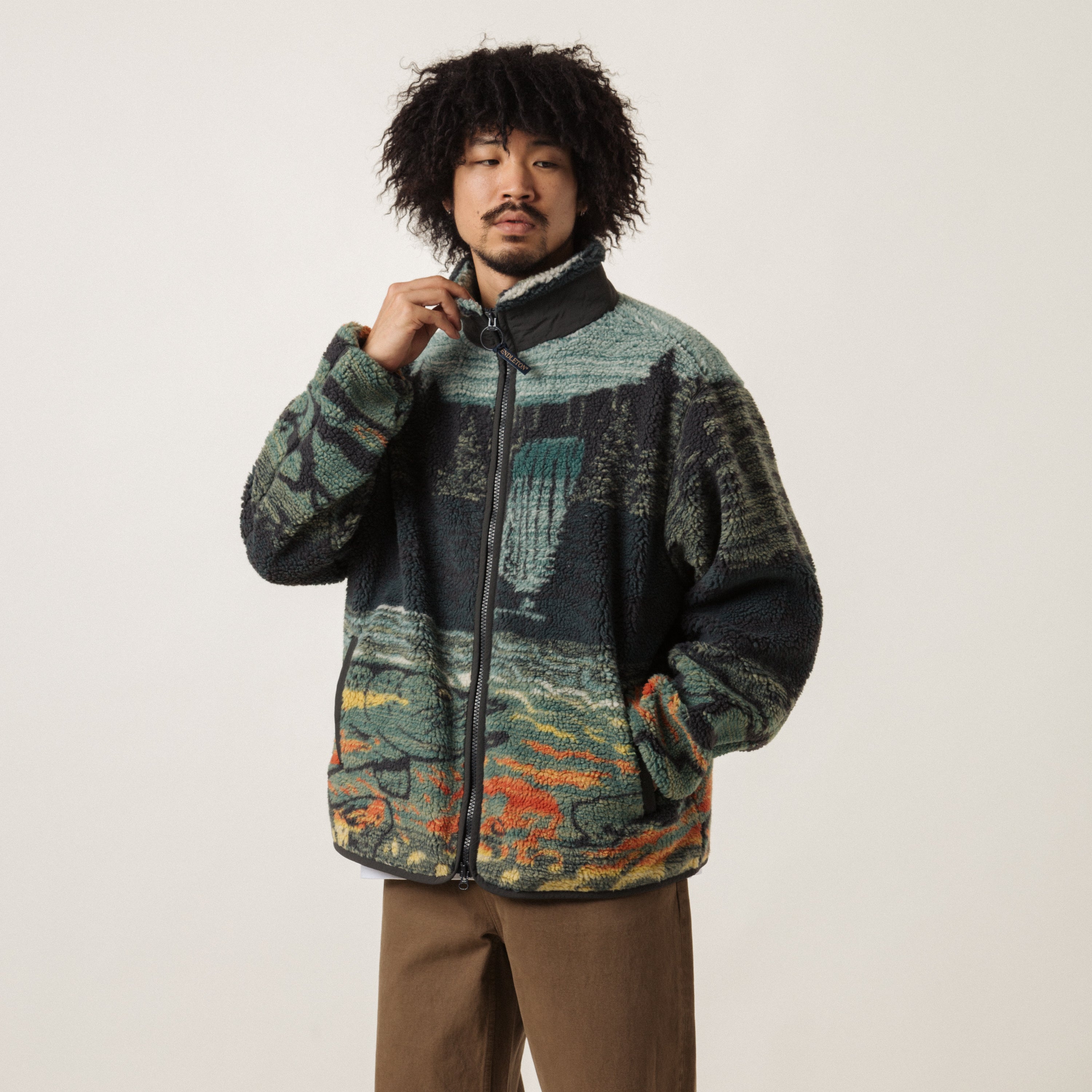 Jacquard Sherpa Fleece - Salmon Falls Scenic | Pendleton EU