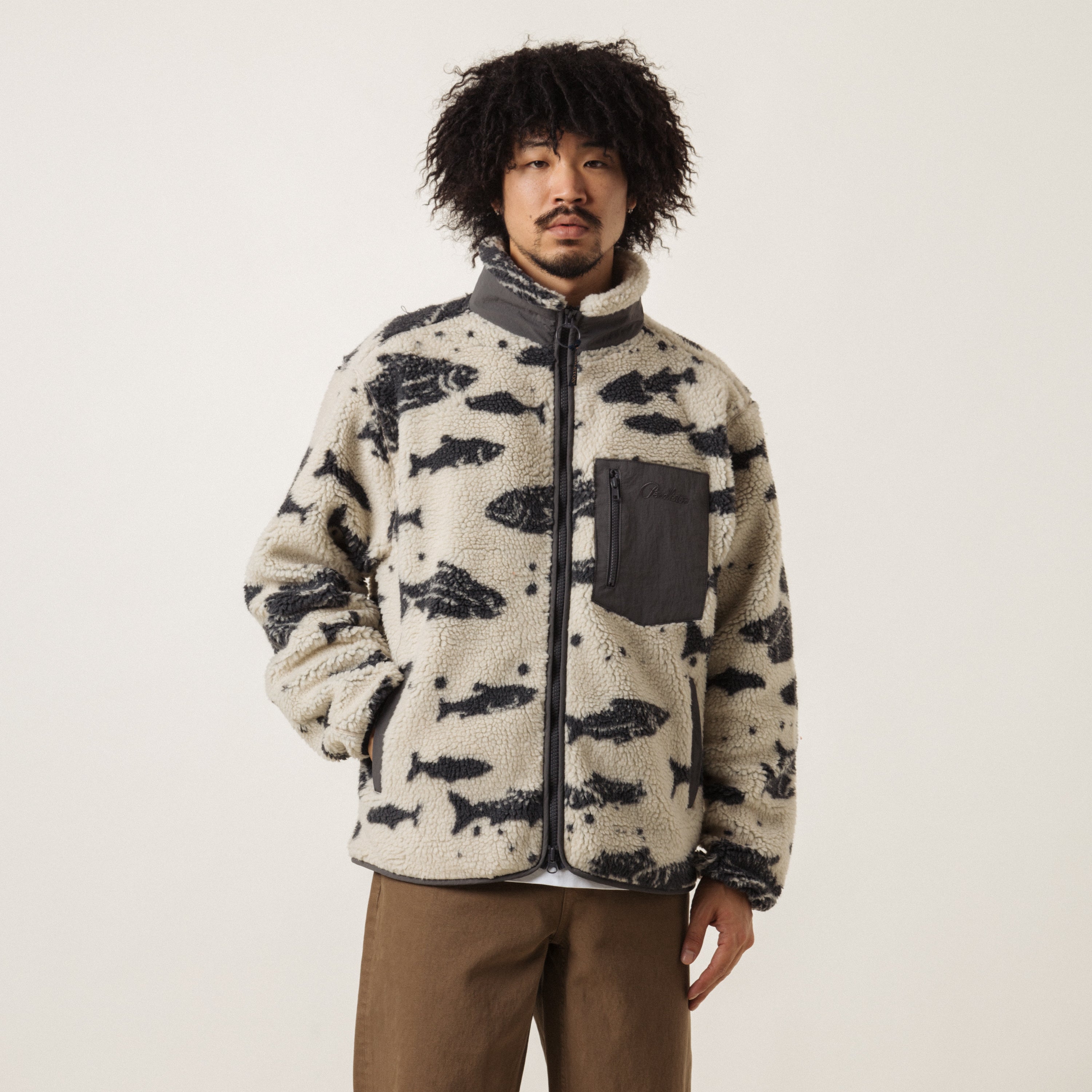 Jacquard Sherpa Fleece - Salmon Falls White | Pendleton EU
