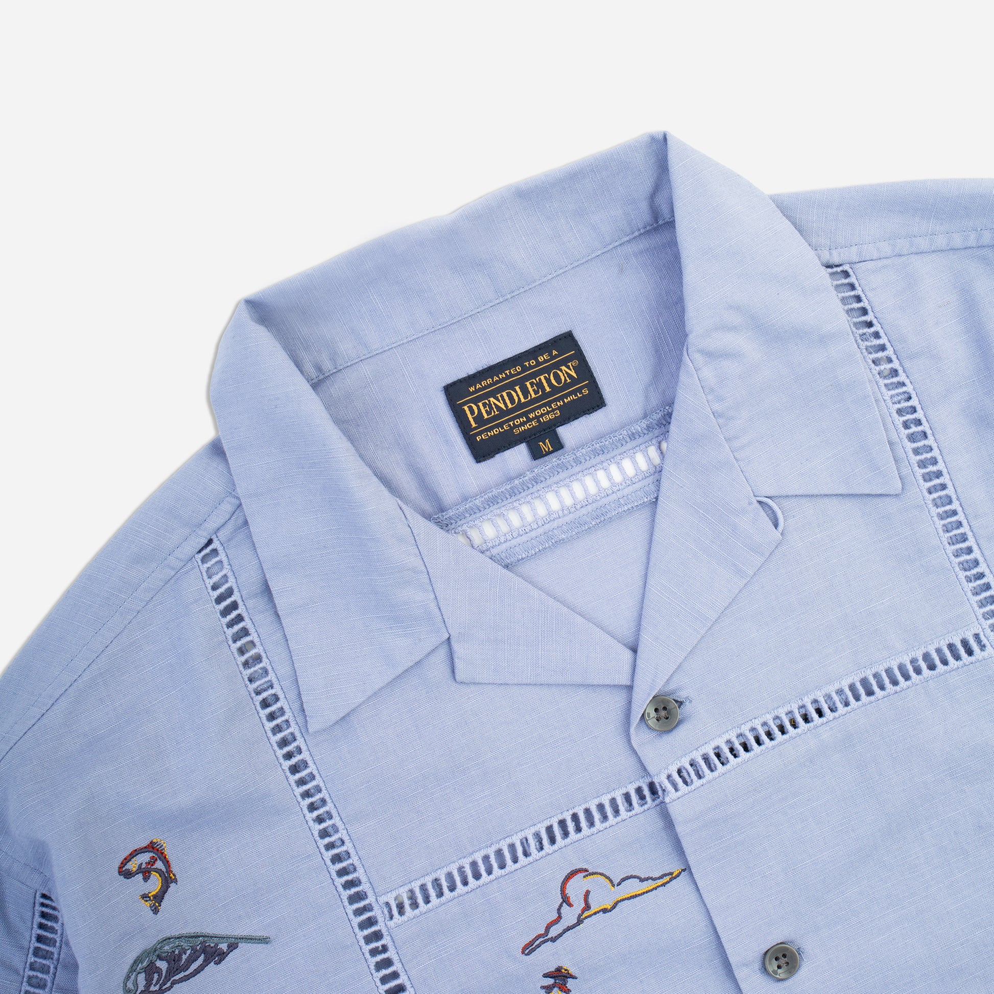 EMB Open Collar Shirt - Dusty Blue Moonbeam