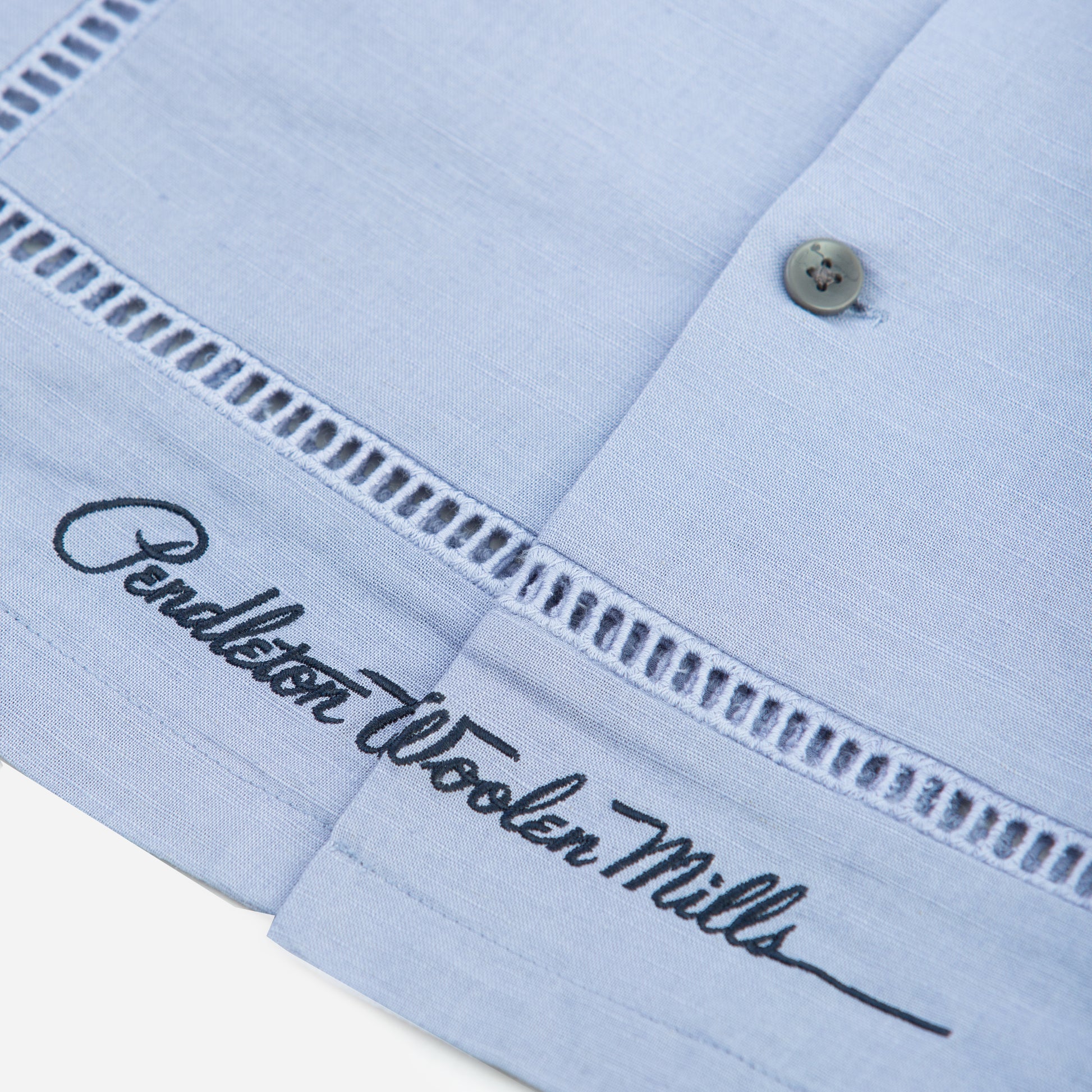 EMB Open Collar Shirt - Dusty Blue Moonbeam