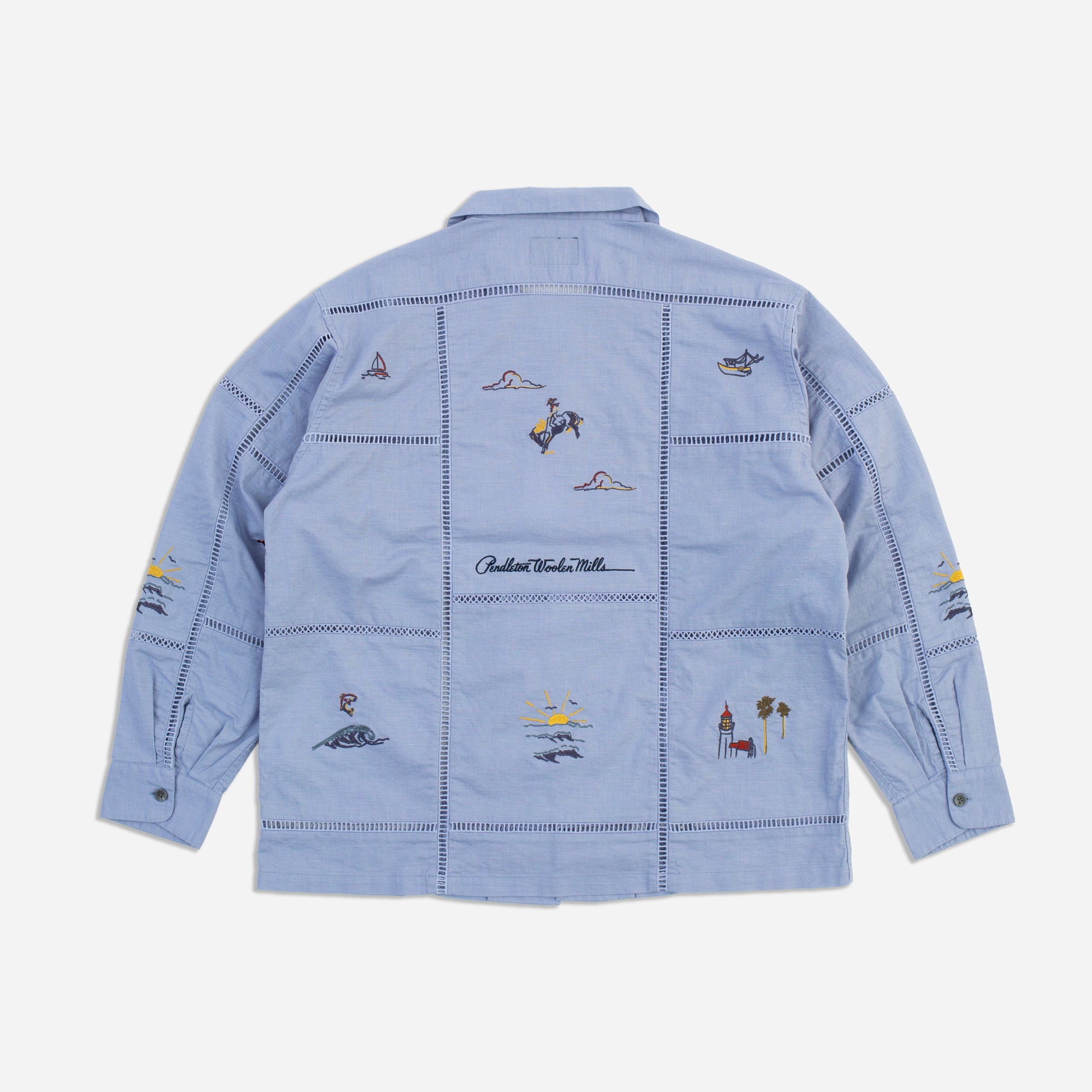 EMB Open Collar Shirt - Dusty Blue Moonbeam