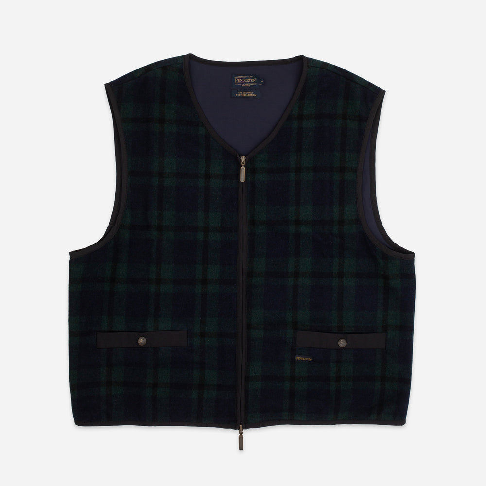 Duffel Wool Zip Vest - Black Watch