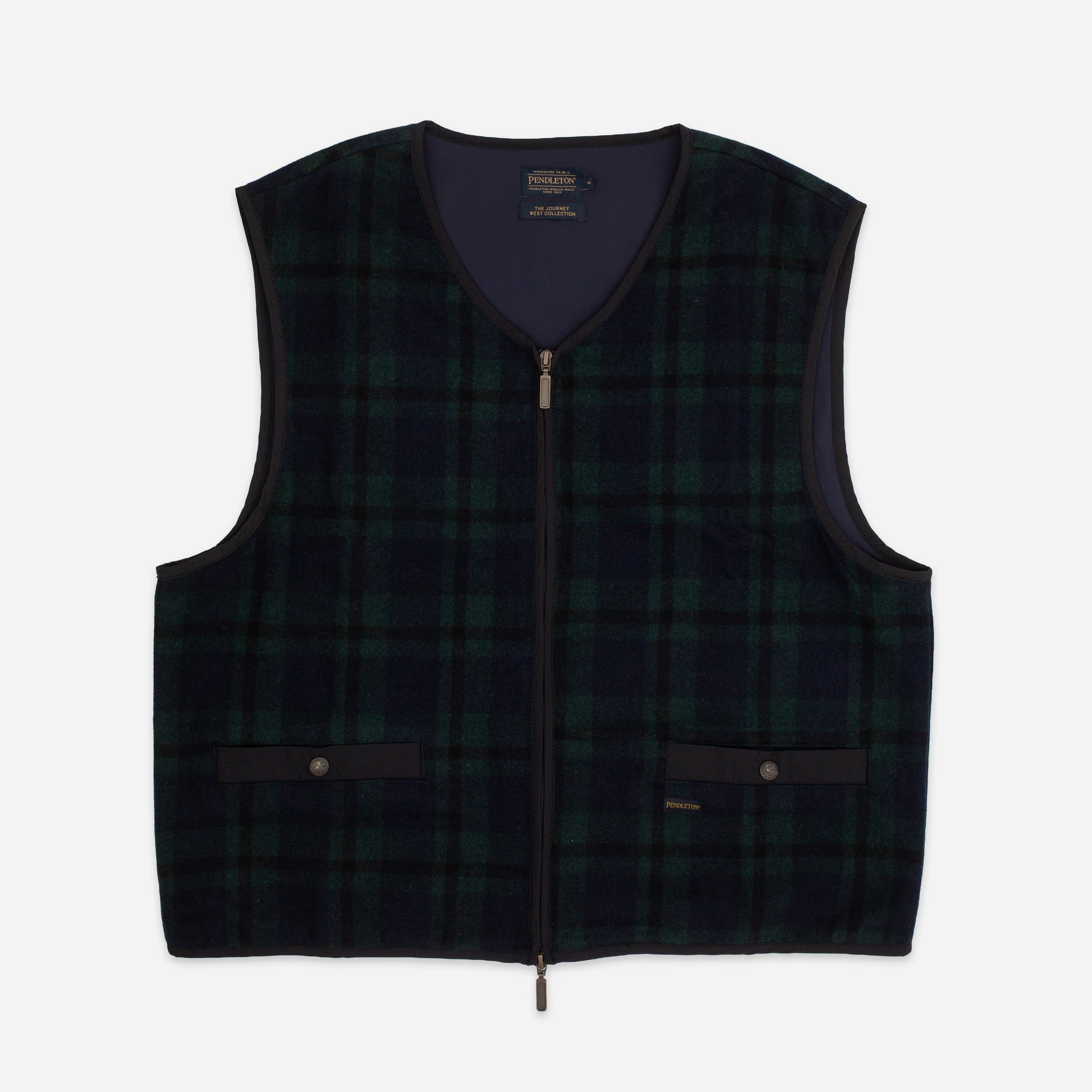 Duffel Wool Zip Vest - Black Watch